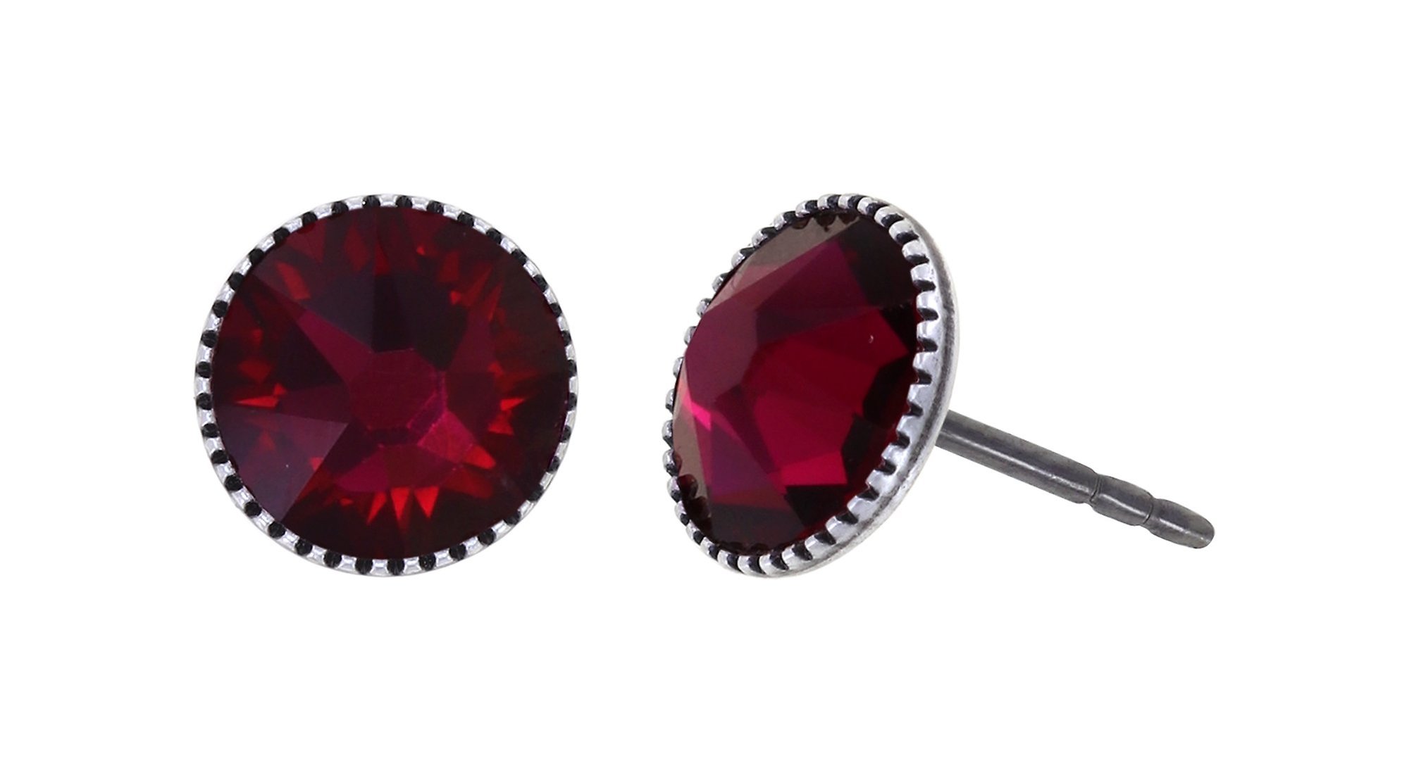 image pour Clou d'oreille plat Black Jack Rouge ruby SS 34