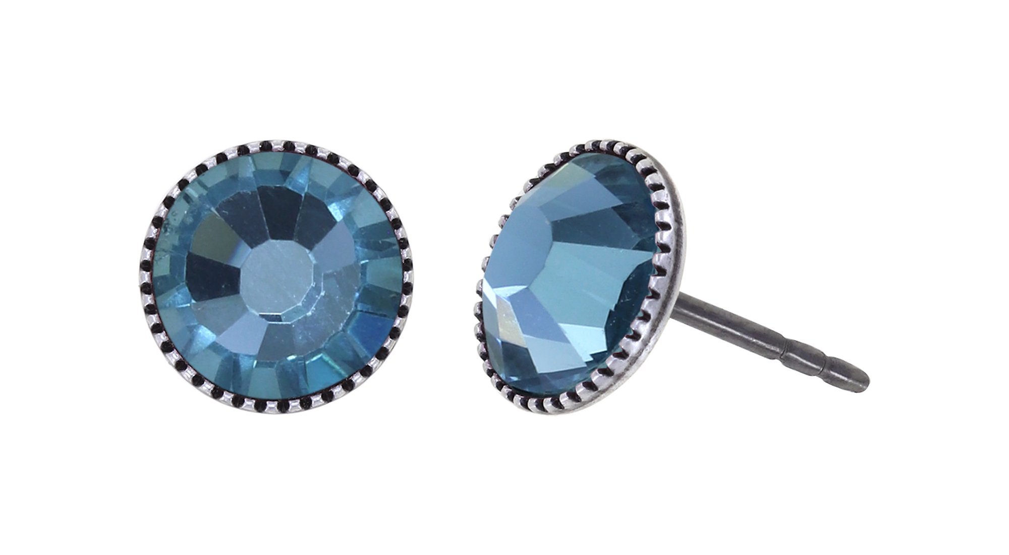 image pour Clou d'oreille plat Black Jack Bleu smoked sapphire SS 34