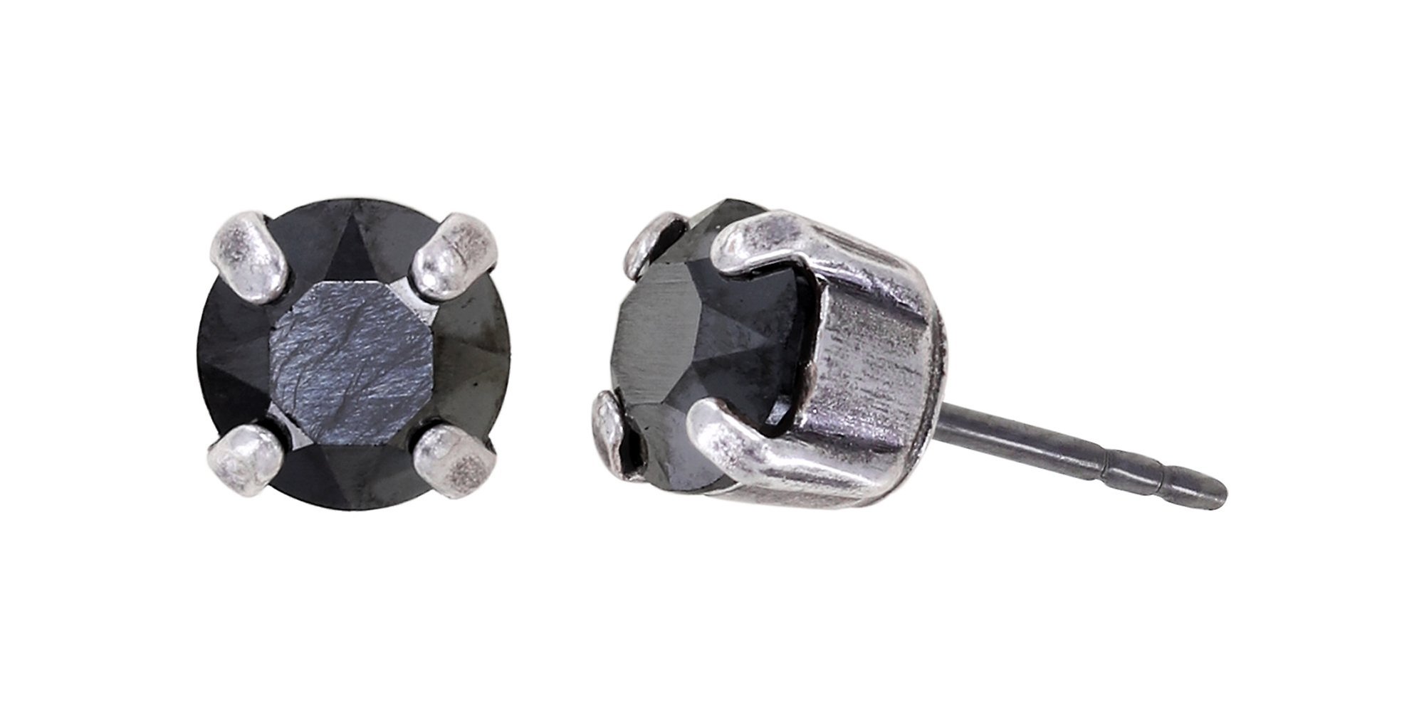 image pour Clou d'oreille Black Jack Noir jet hematite SS 29