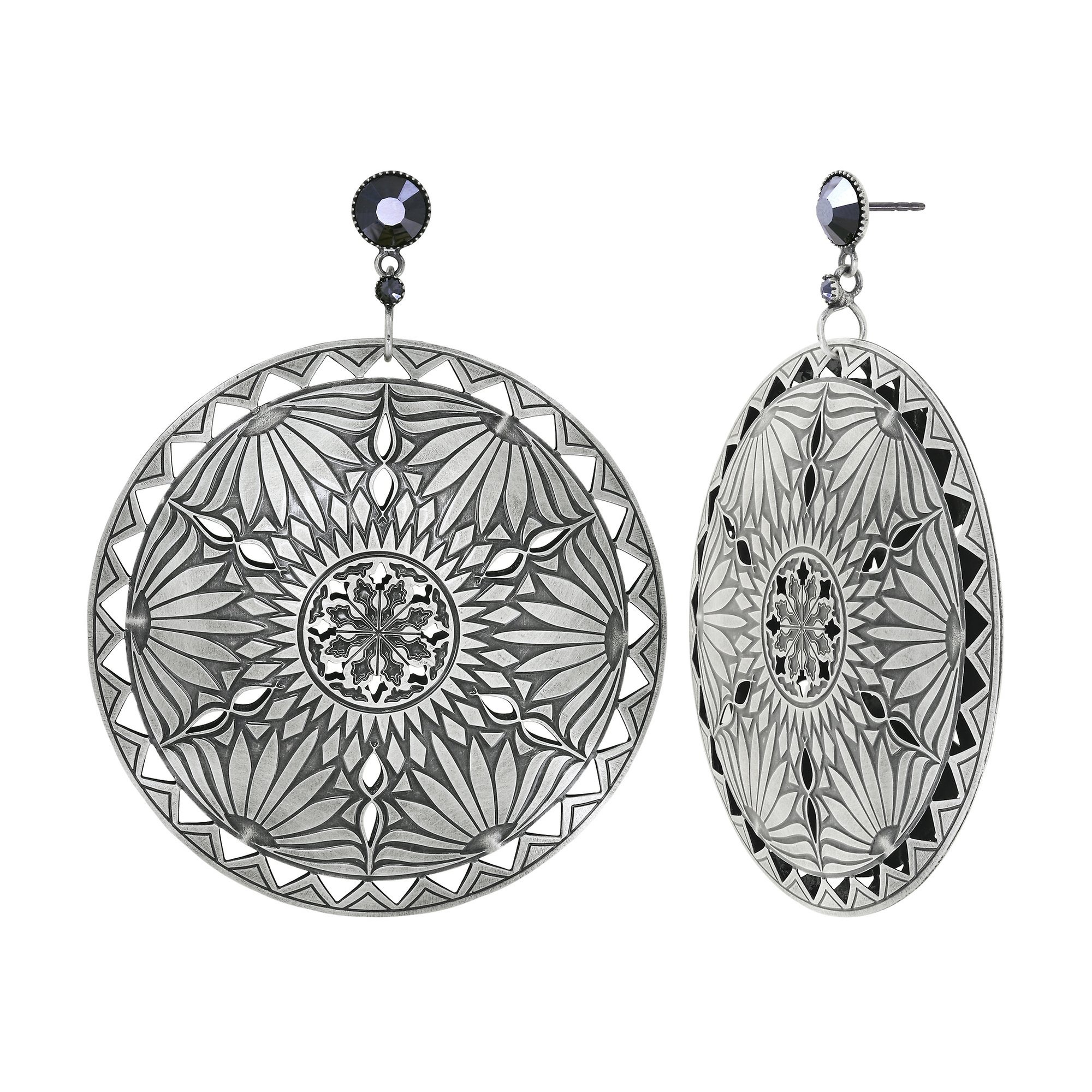 image for Earring Stud Dangling Shades of Light Silver  size 3XL