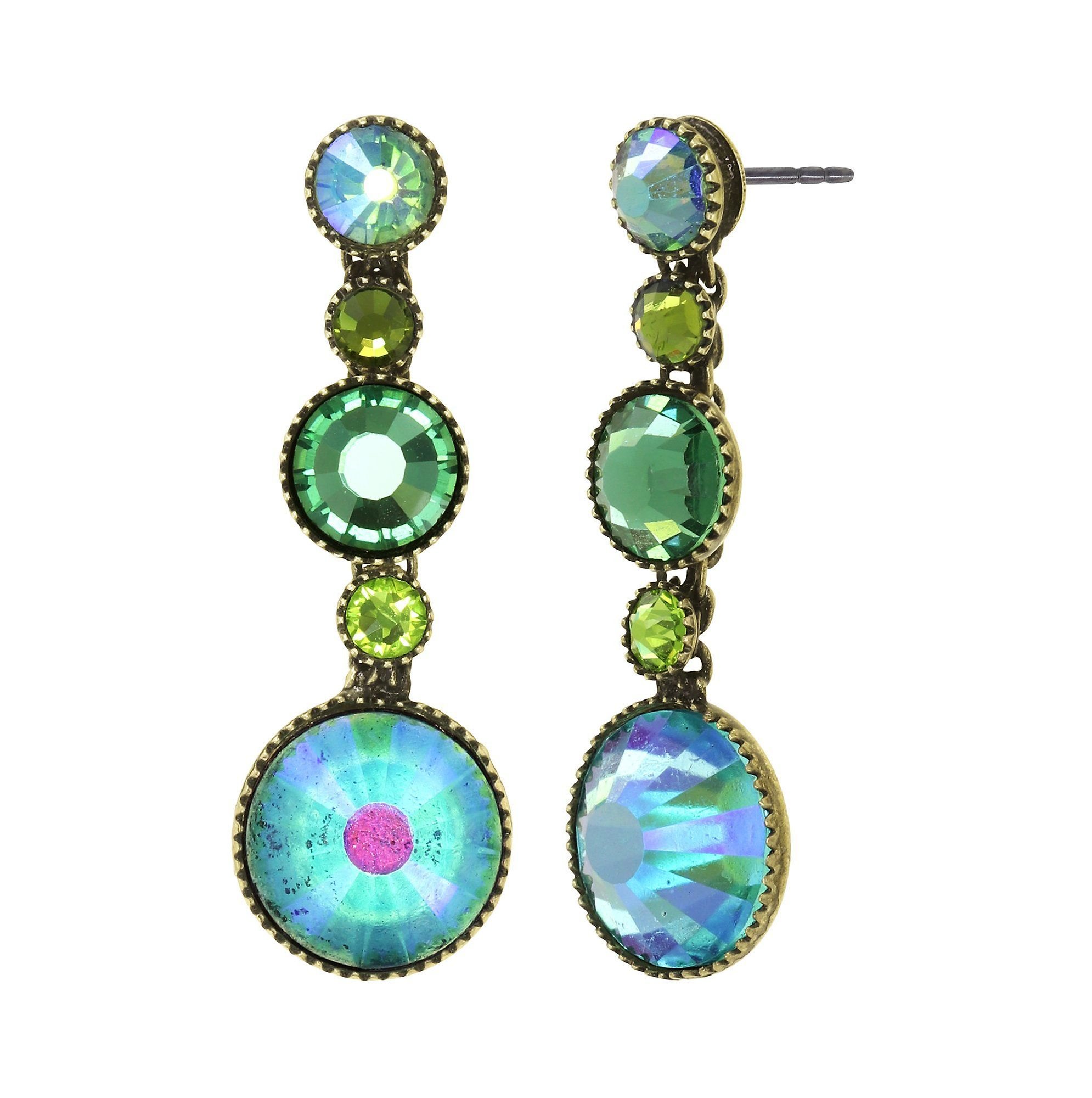 image for Earring Stud Dangling Water Cascade Glam Green  