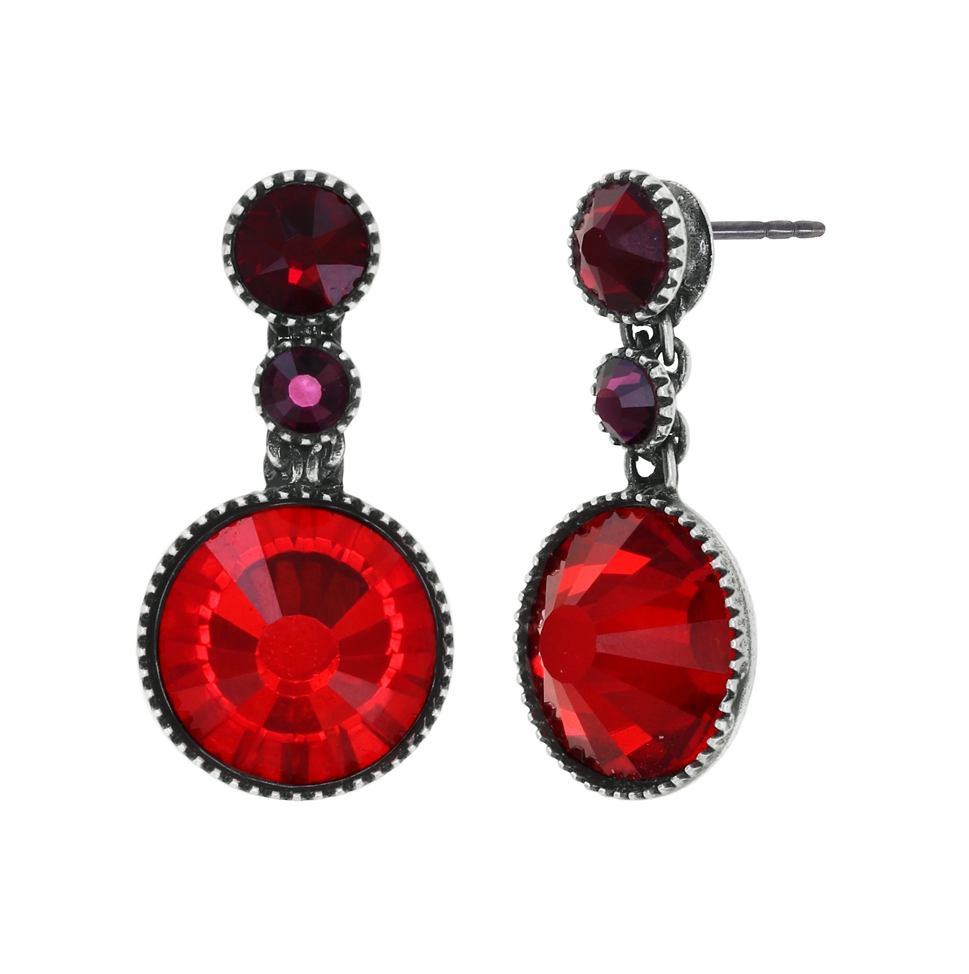 image for Earring Stud Dangling Water Cascade Glam Red  