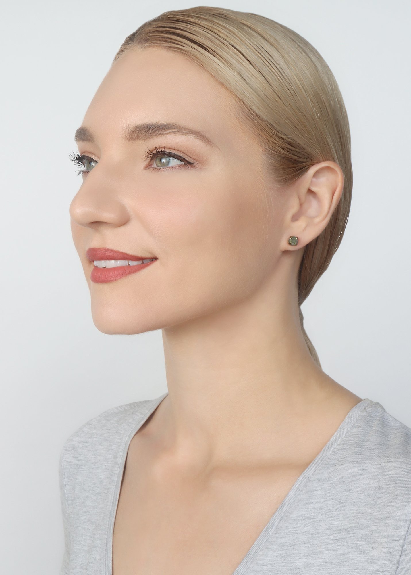 image for Earring stud Black Jack Green crystal ghost light SS 29