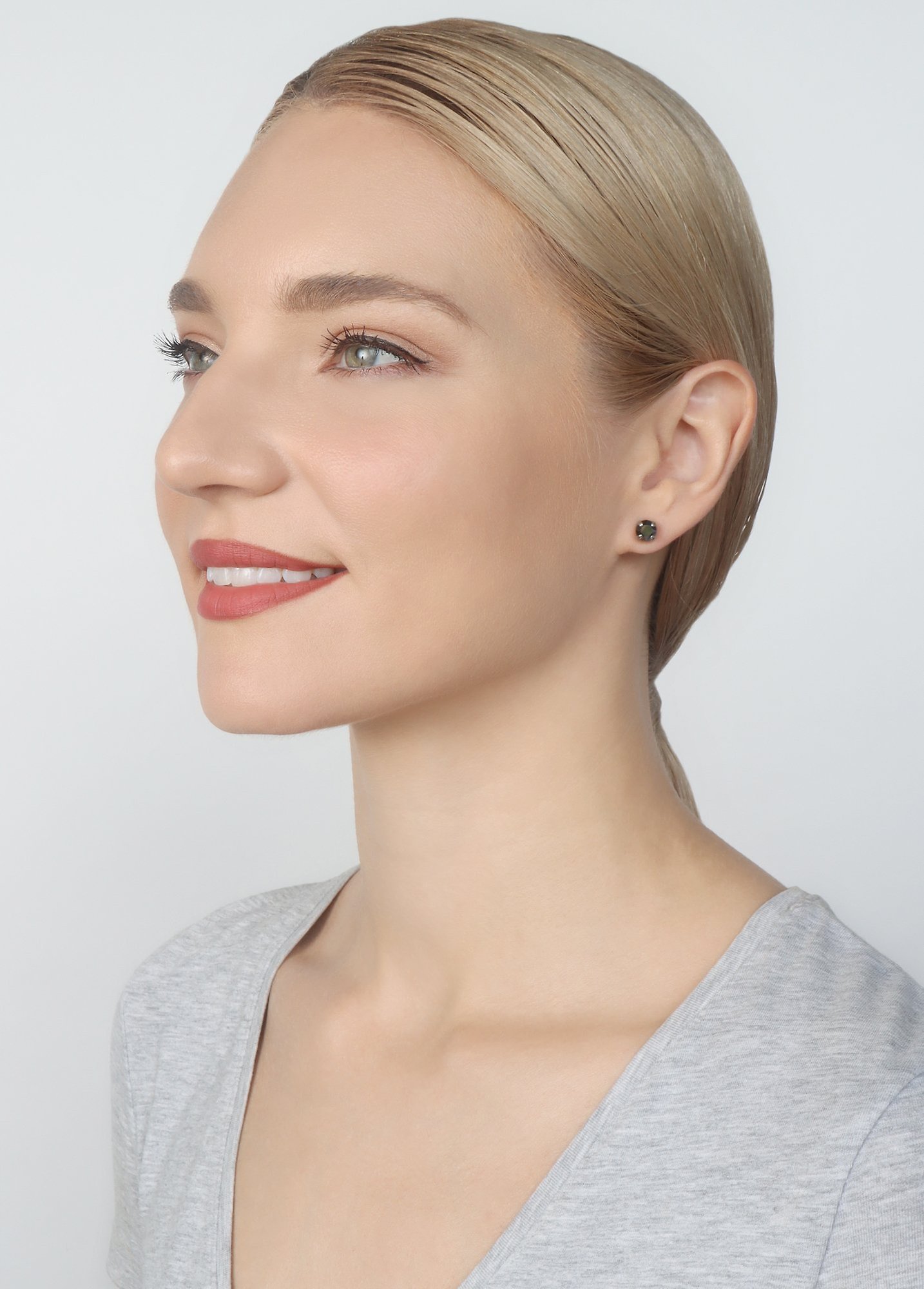 image for Earring Stud Black Jack Black jet hematite SS 29