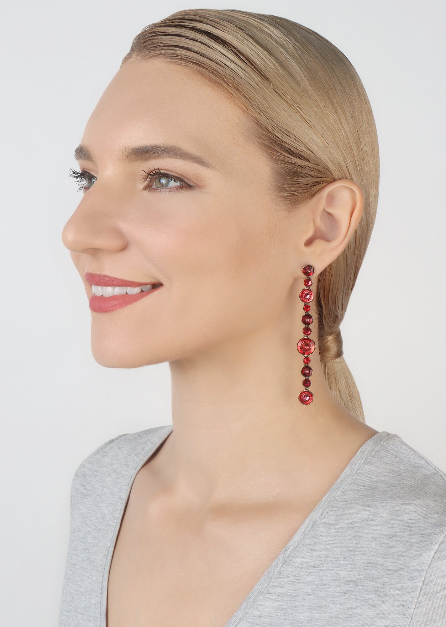 image for Earring Stud Dangling Donutissima Red  