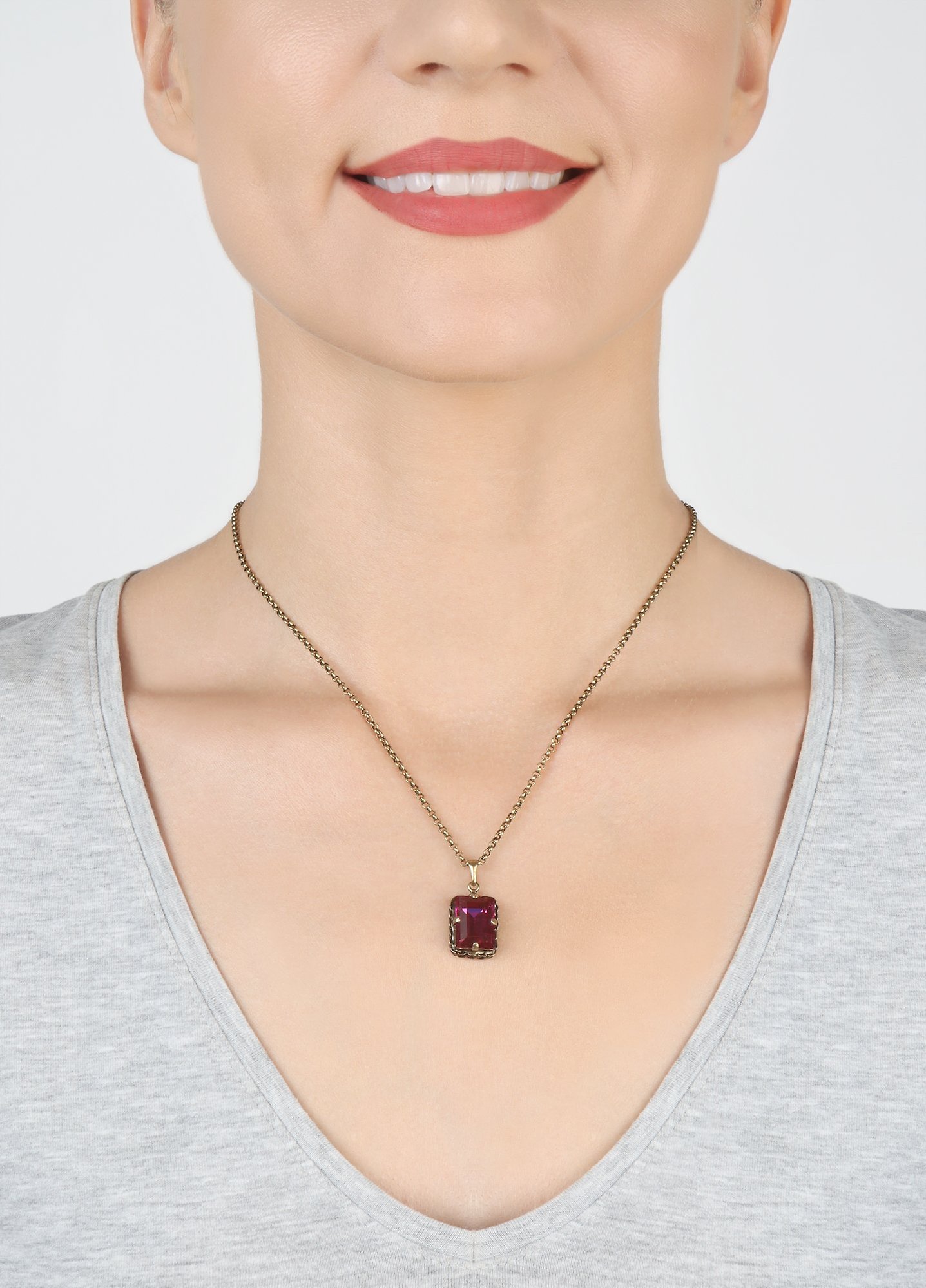 image pour Collier pendant Daily Desire Rouge fuchsia size M