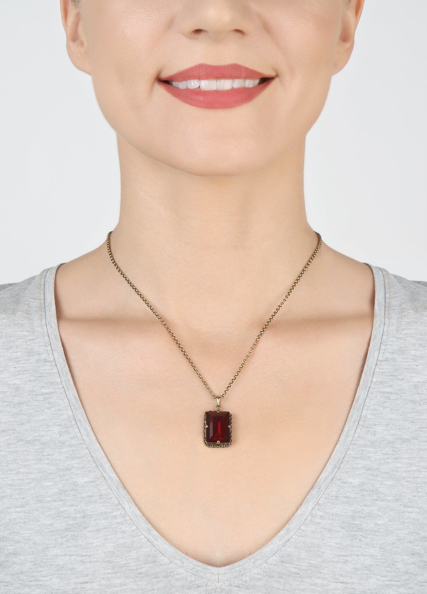 image for Necklace Pendant Daily Desire Red siam size L