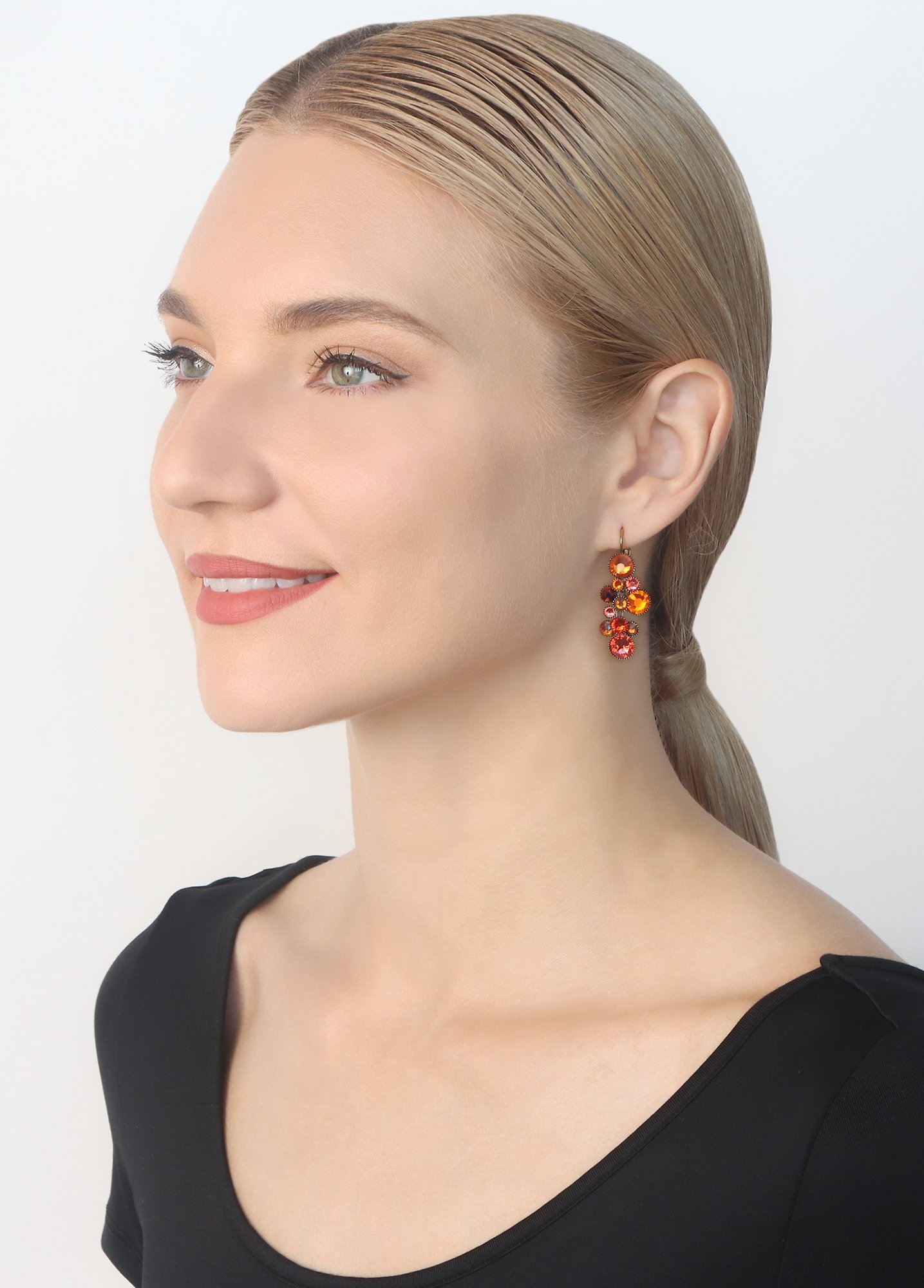 image pour Boucles d'oreilles Eurowire pendantes Water Cascade Coralline / Orange  