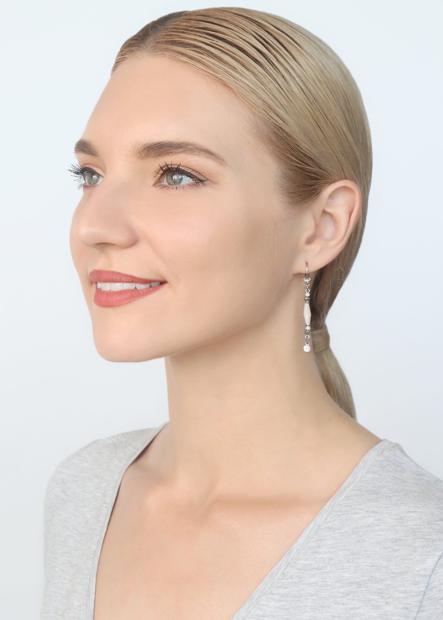 image pour Boucles d'oreilles pendantes Indian Summer Blanc  