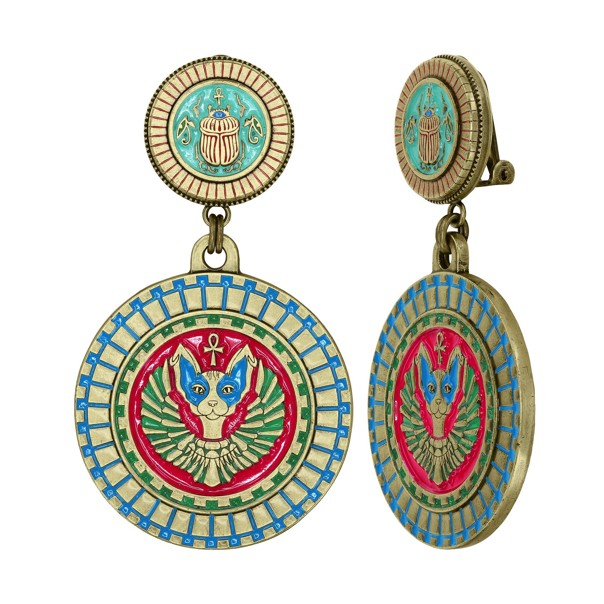 image pour Boucle d'oreille Clip pendante Medallion Multi  size L,S