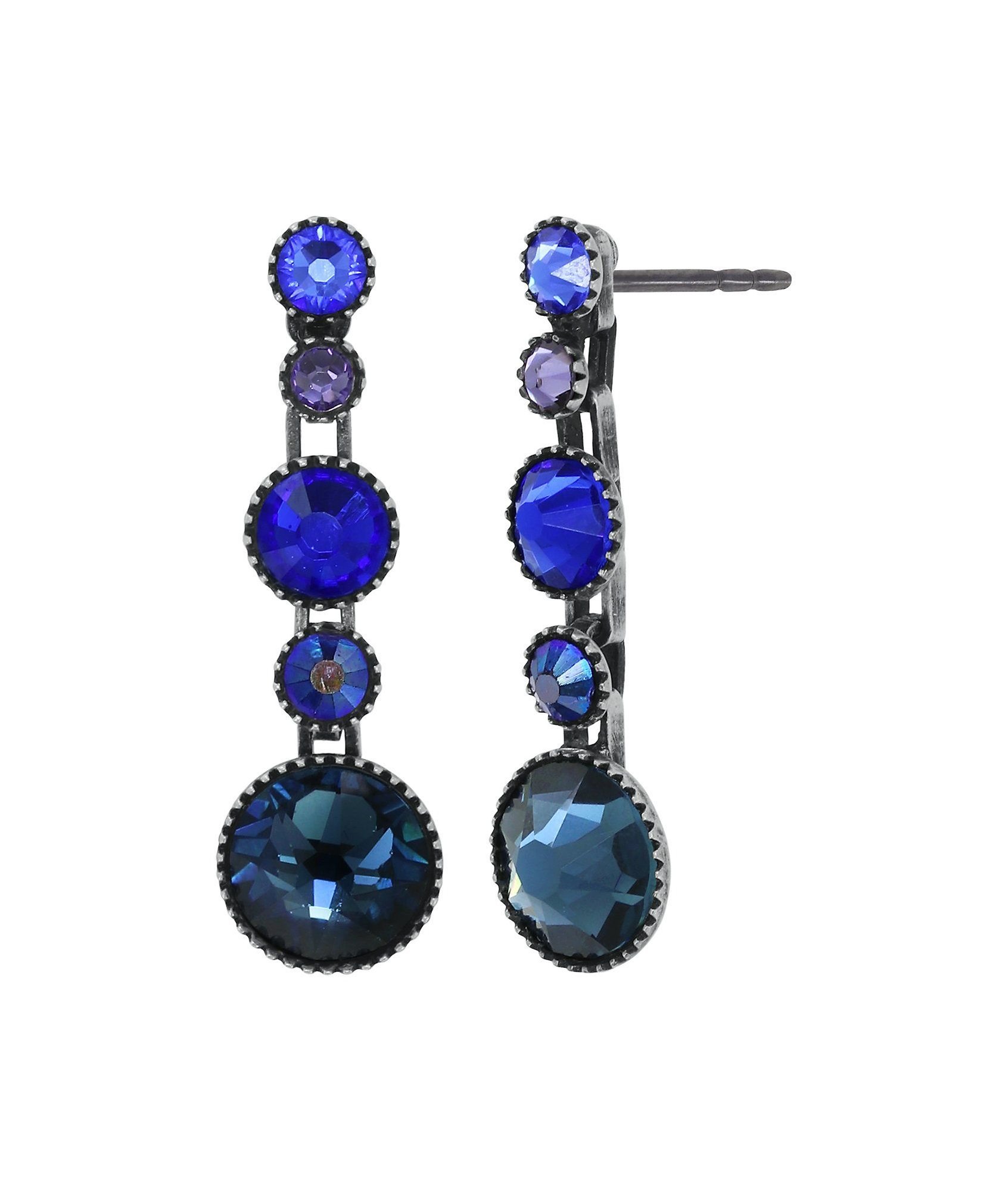 image for Earring Stud Dangling Water Cascade Dark Blue  