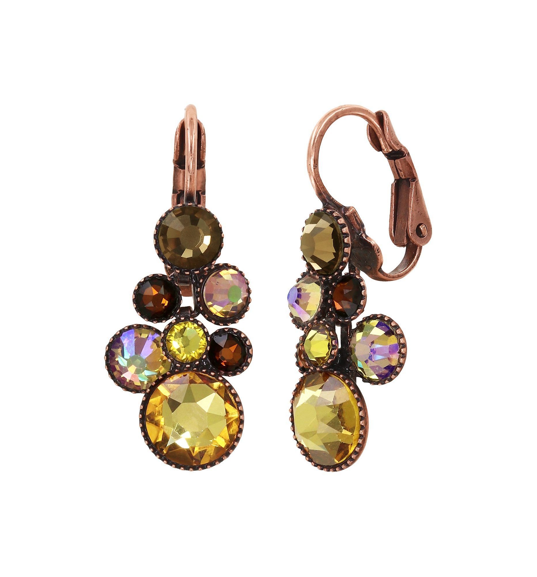 image for Earring Eurowire Dangling Water Cascade Brown / Yellow  