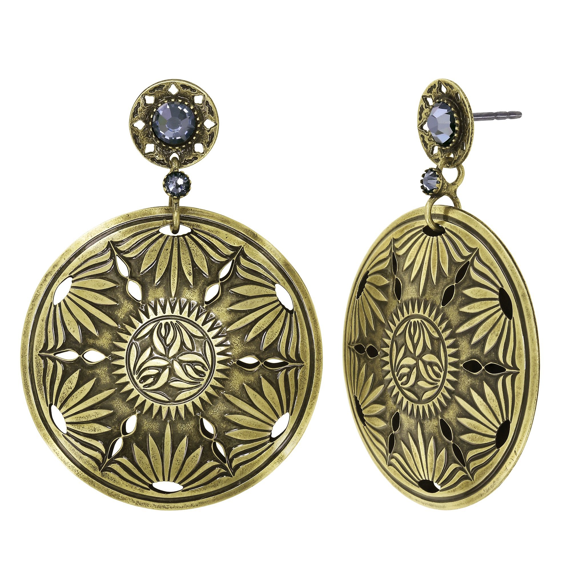 image for Earring stud dangling Shades of Light Brass  size XL,XS