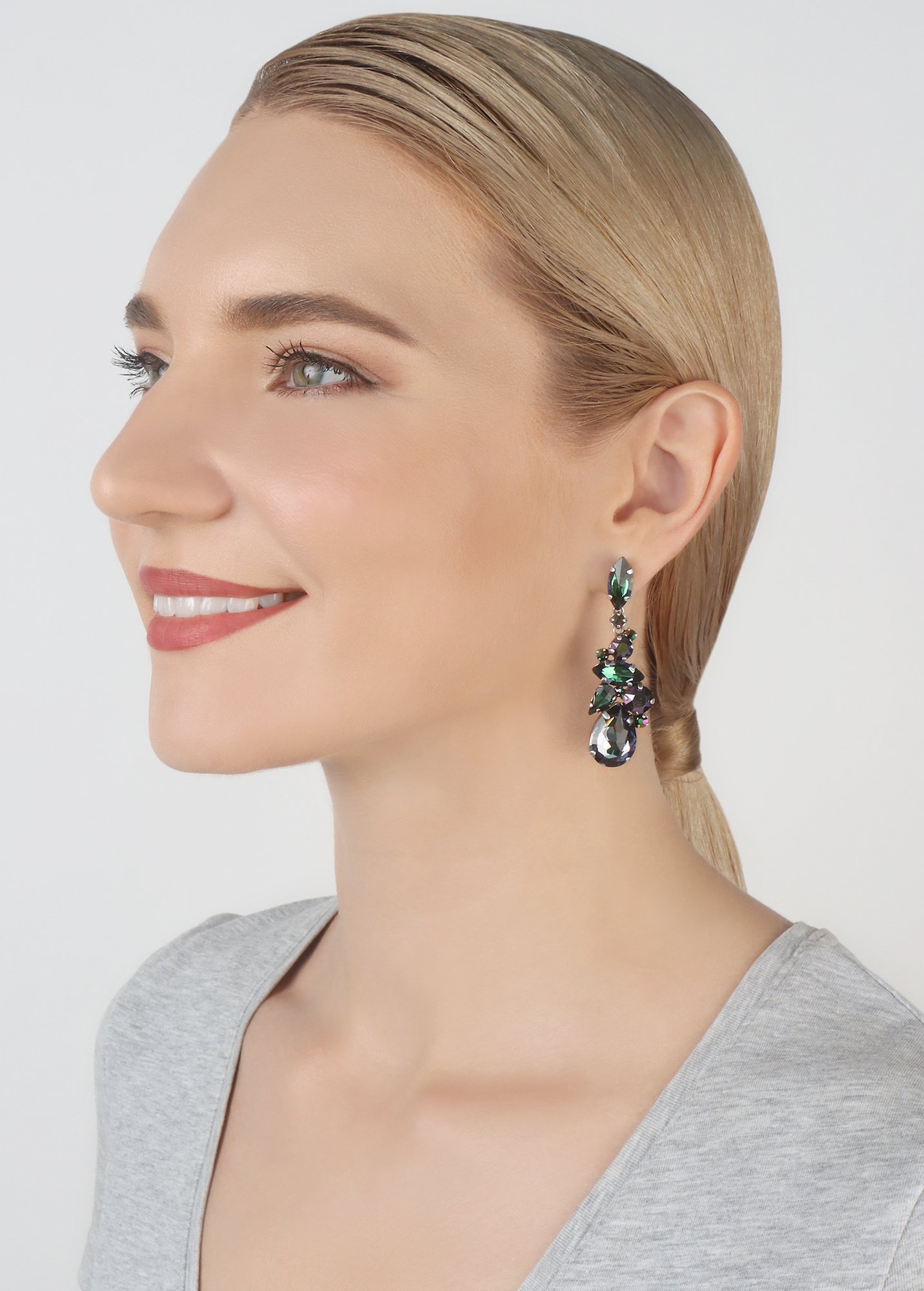 image for Earring stud dangling Afternoon Tea de Luxe Black / Lila  