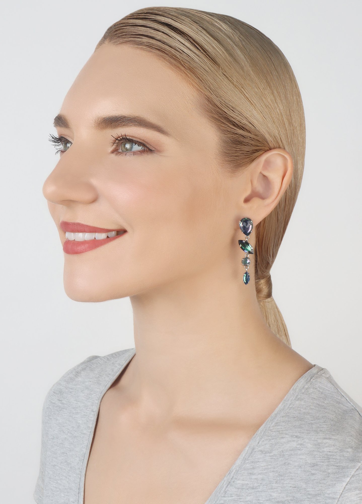 image for Earring stud dangling Afternoon Tea de Luxe Blue  