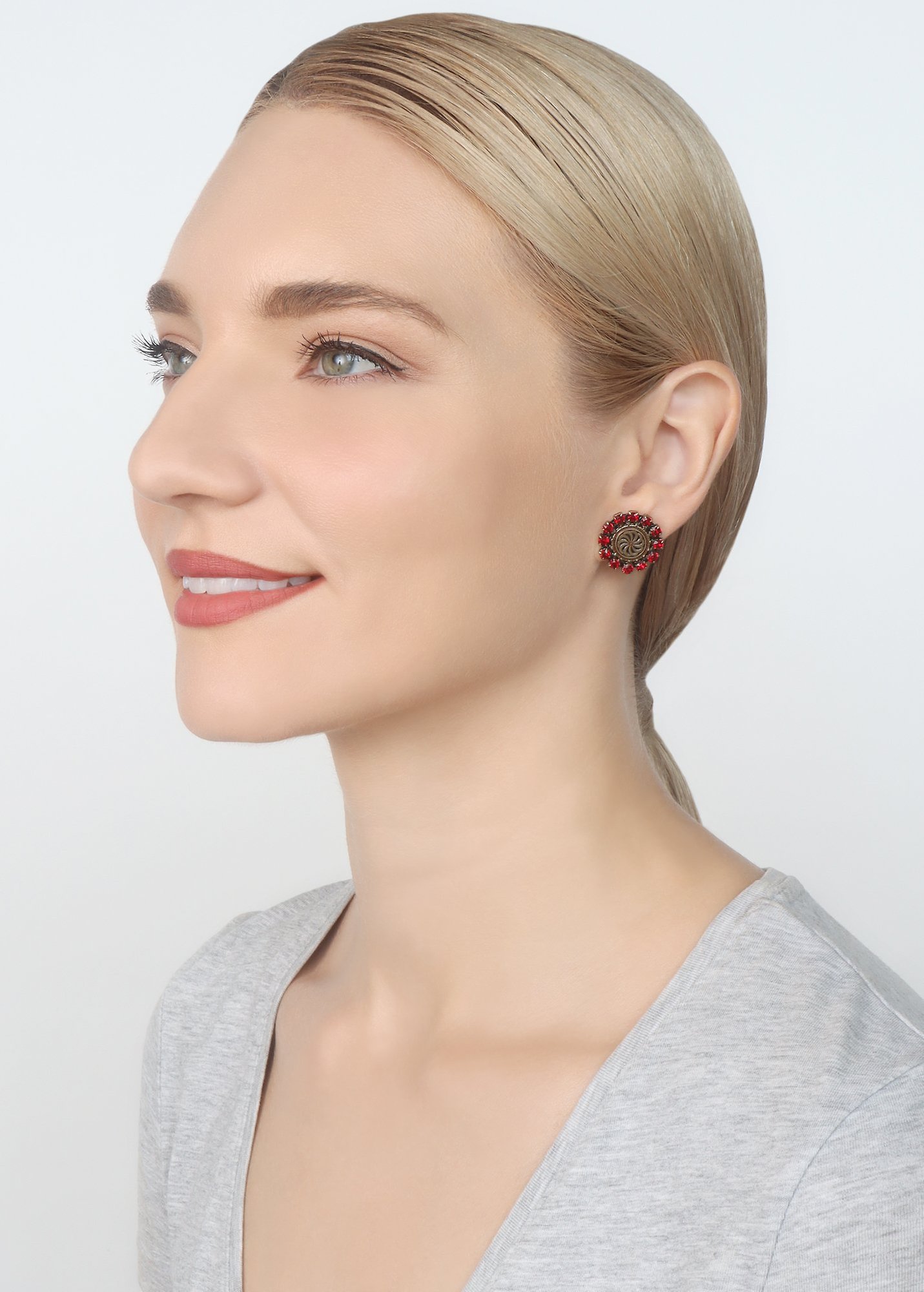 Bild für Ohrstecker Medallion Glam Rot  size XS