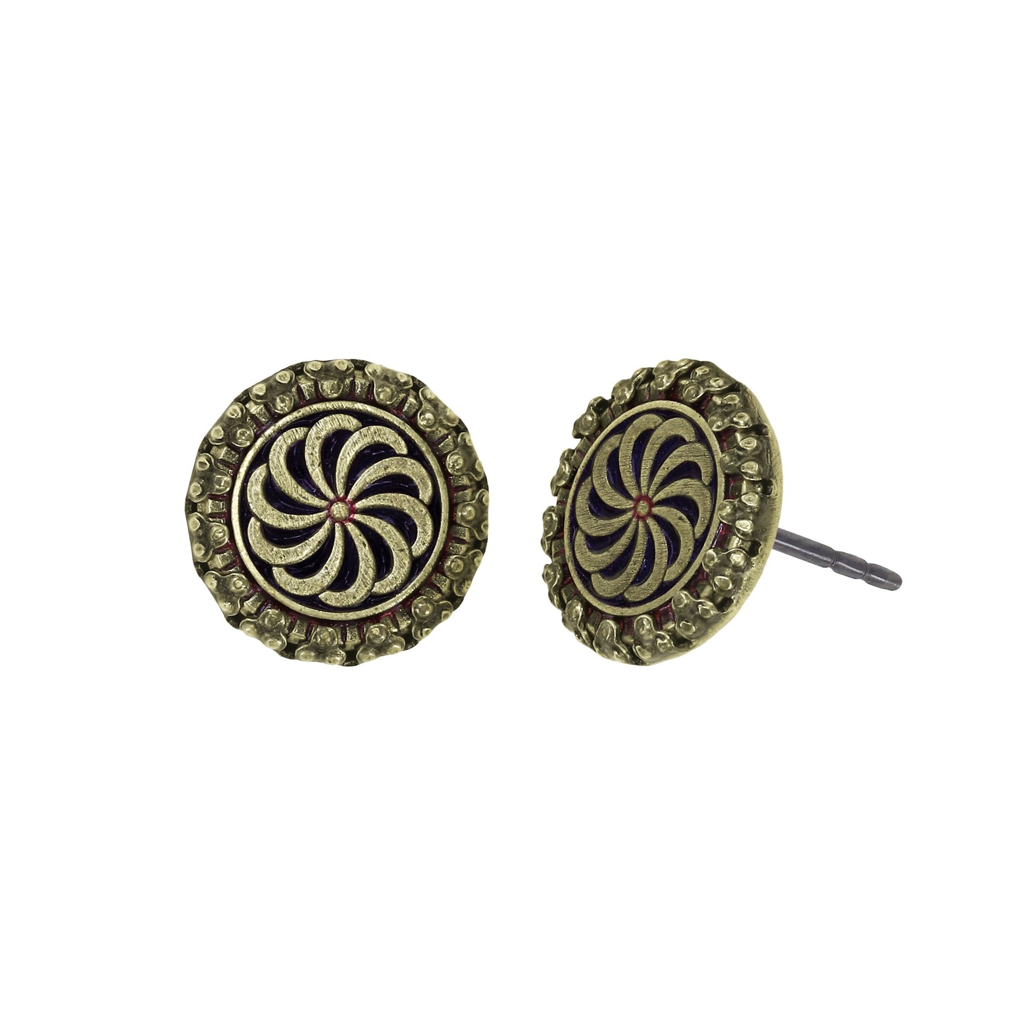 image for Earring Stud Medallion Glam Red  size XS