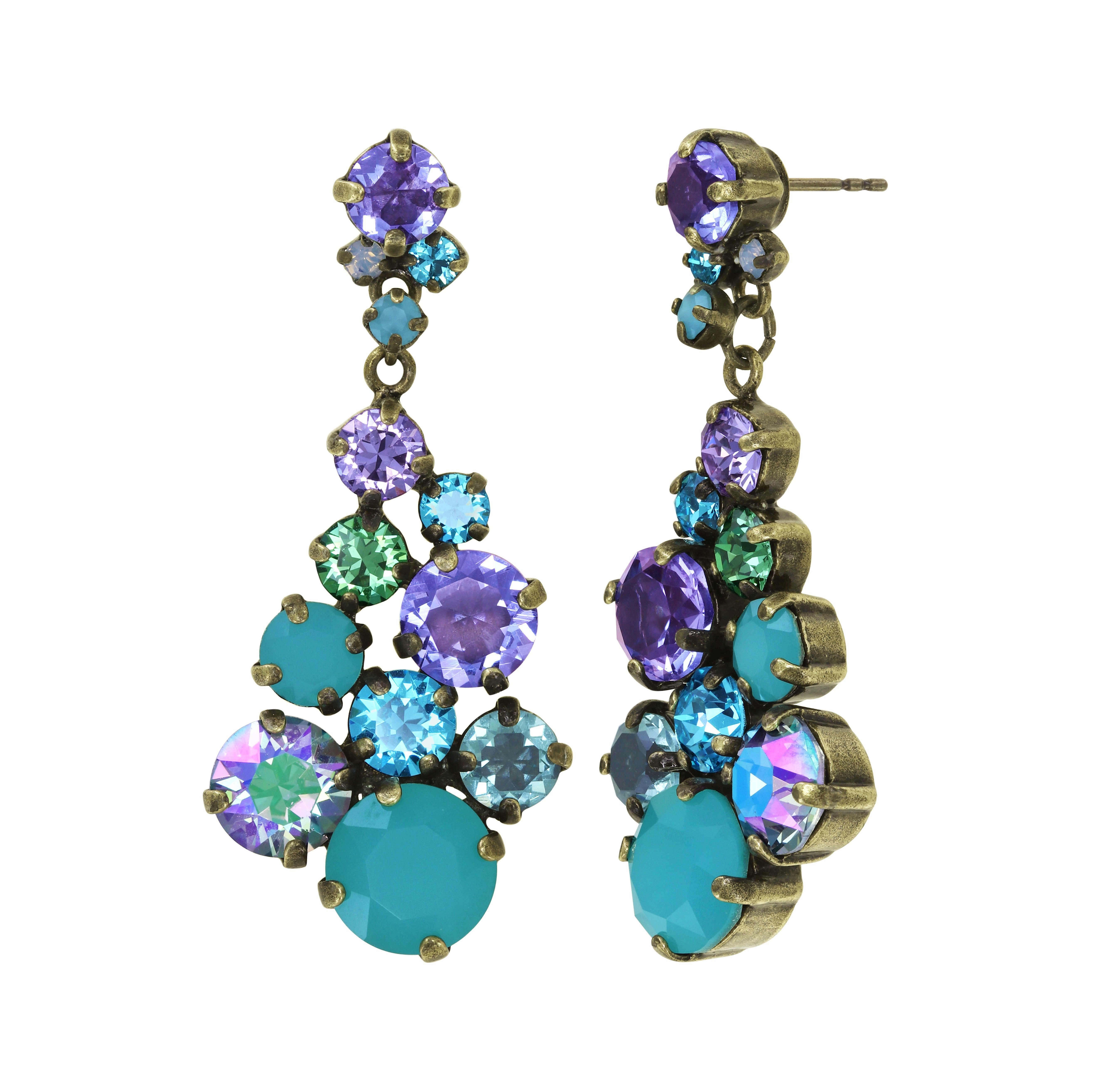 image for Earring Stud Dangling Ballroom Classic Glam Green / Lila  