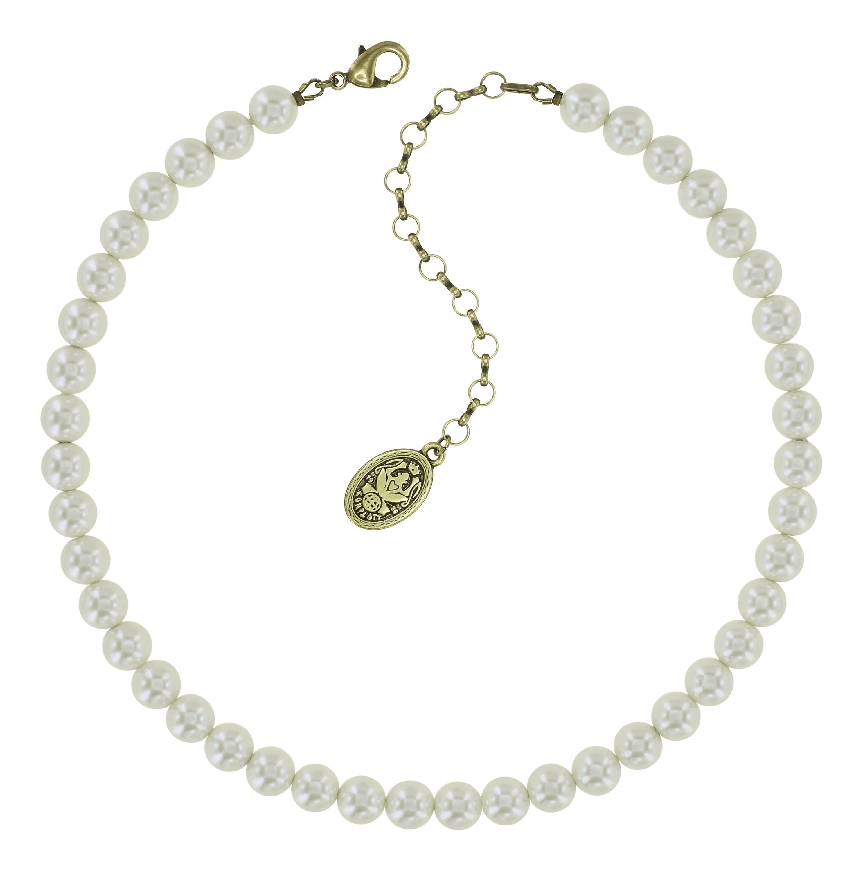 image for Necklace Spikes and Pearls Beige / White  