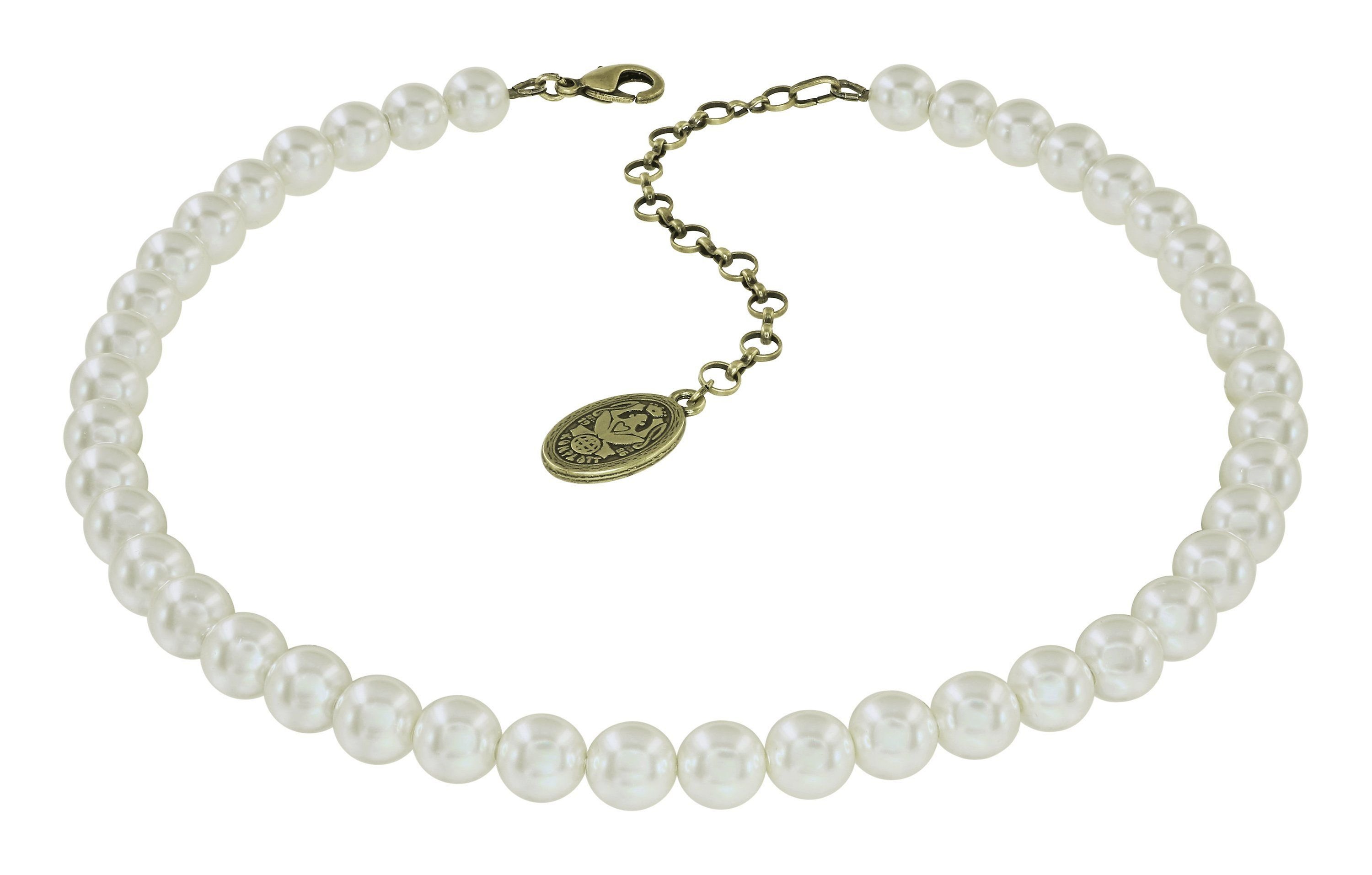 image for Necklace Spikes and Pearls Beige / White  