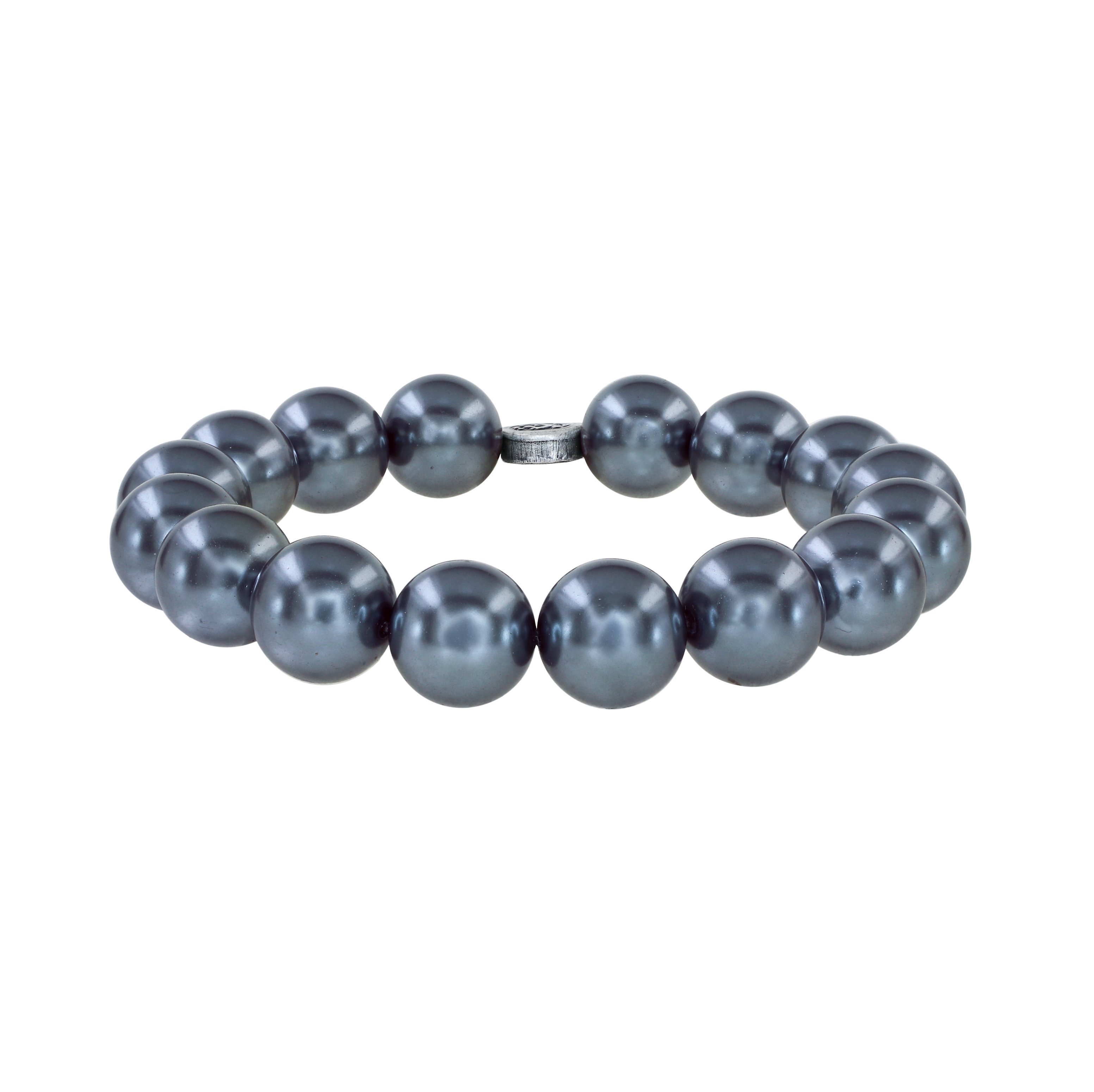 image pour Bracelet élastique Spikes and Pearls Noir / Blanc  size M