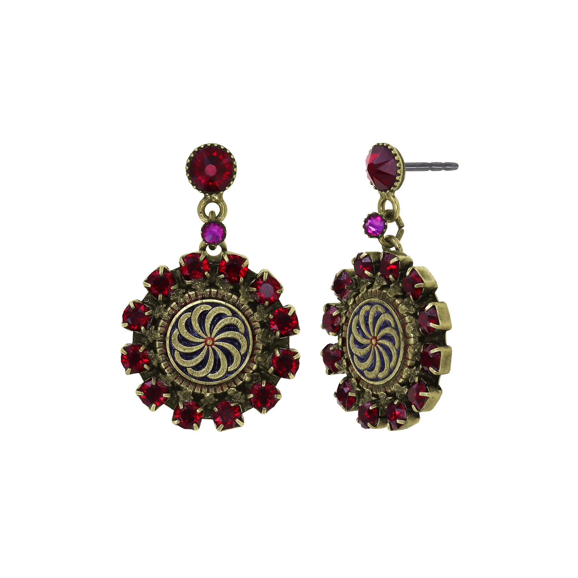 Bild für Ohrstecker baumelnd Medallion Glam Rot  size XS