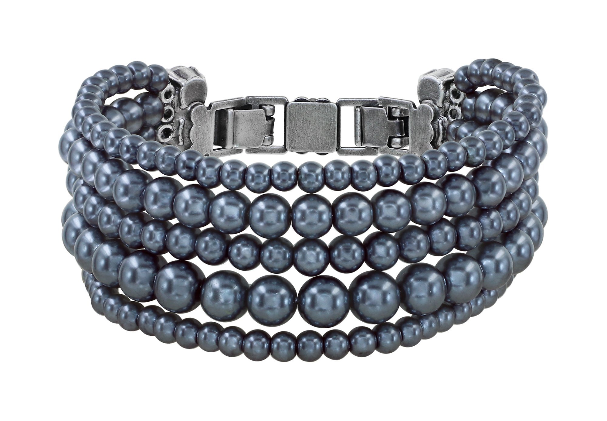 Kép Bracelet Spikes and Pearls Black / White  