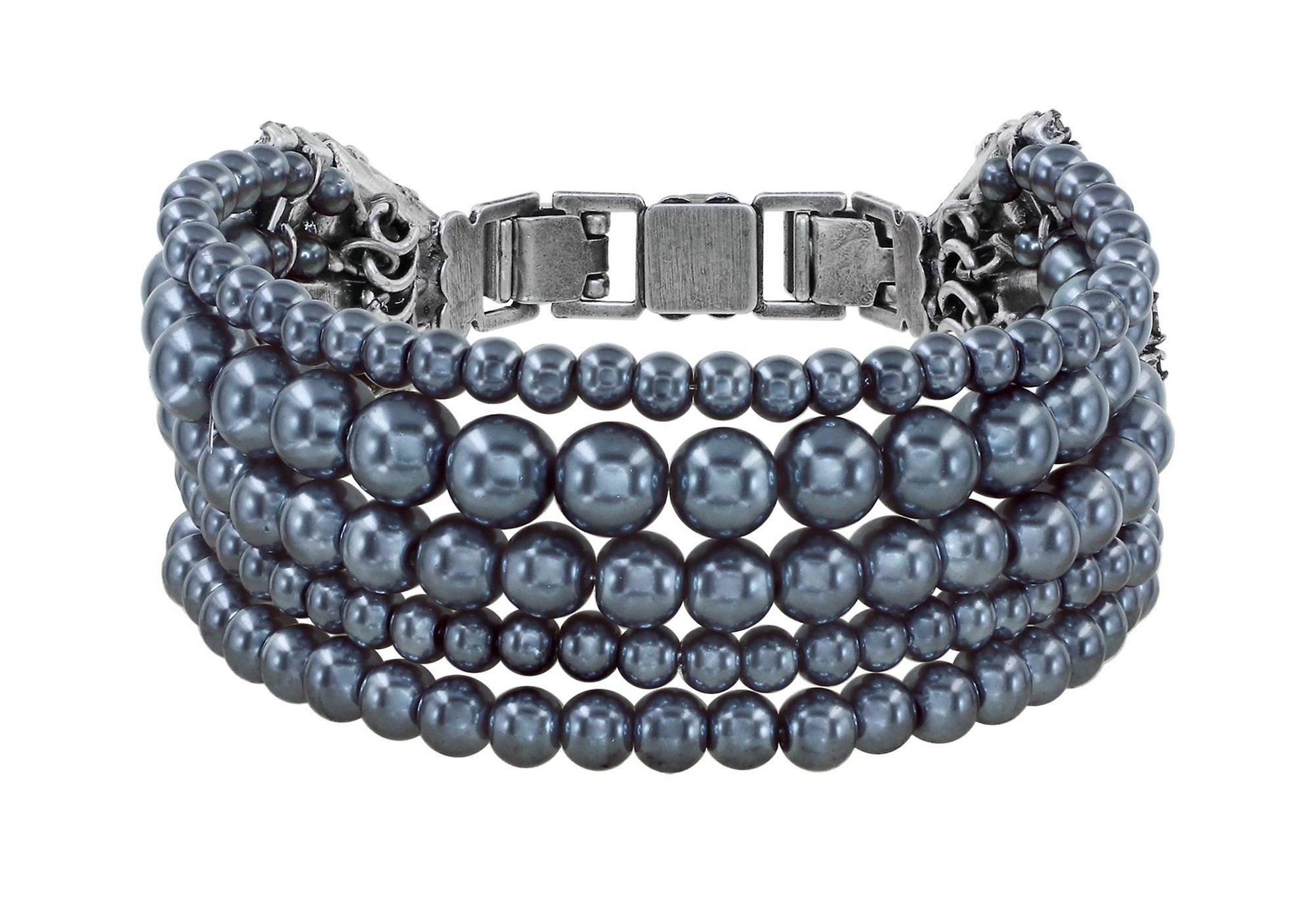 Bild für Armband Spikes and Pearls Schwarz / Weiß  Größe M