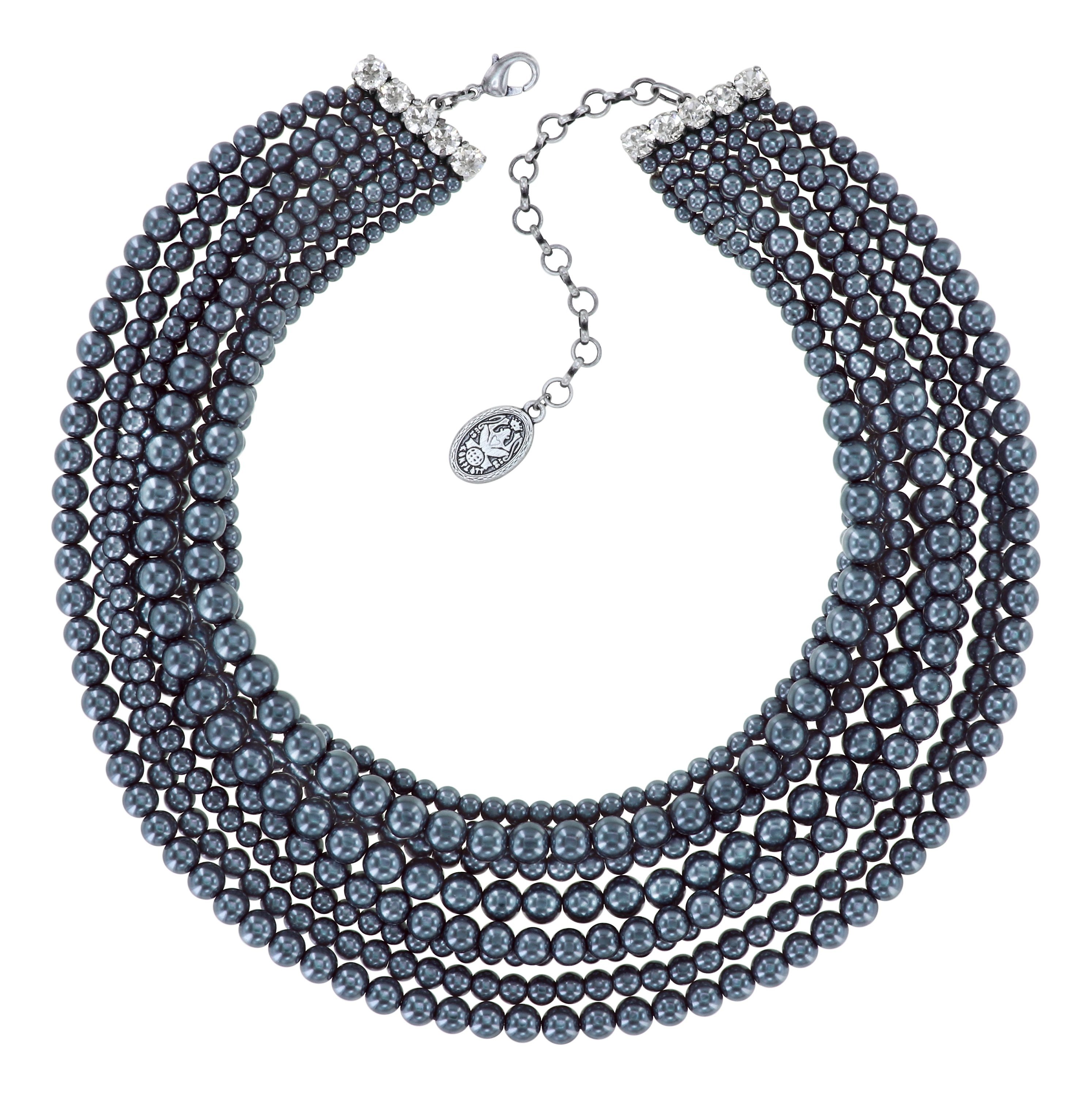 image pour Collier Collier Spikes and Pearls Noir / Blanc  