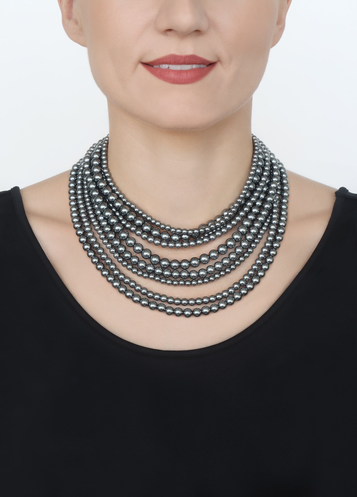 image pour Collier Collier Spikes and Pearls Noir / Blanc  