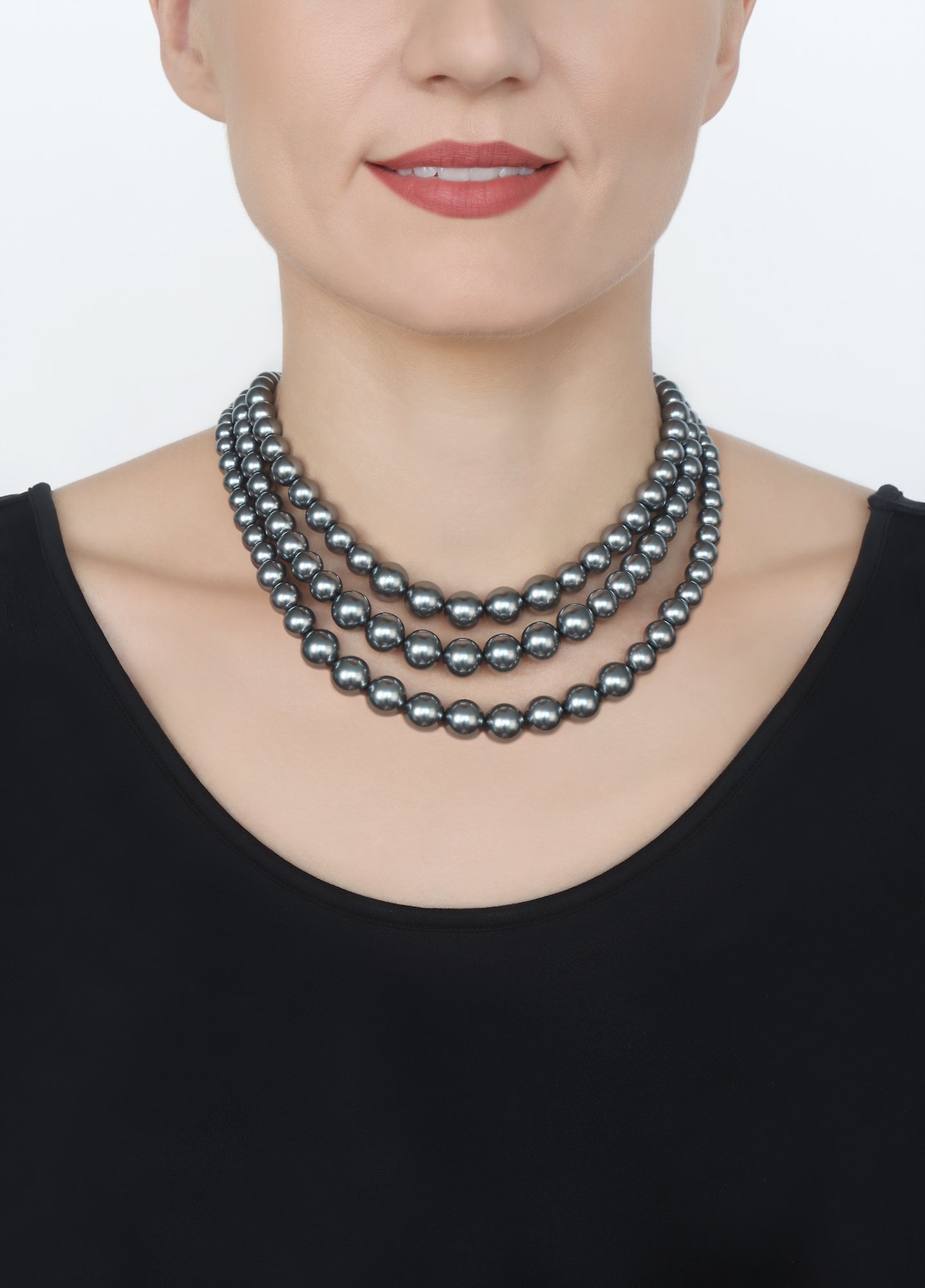 image pour Collier Spikes and Pearls Noir / Blanc  