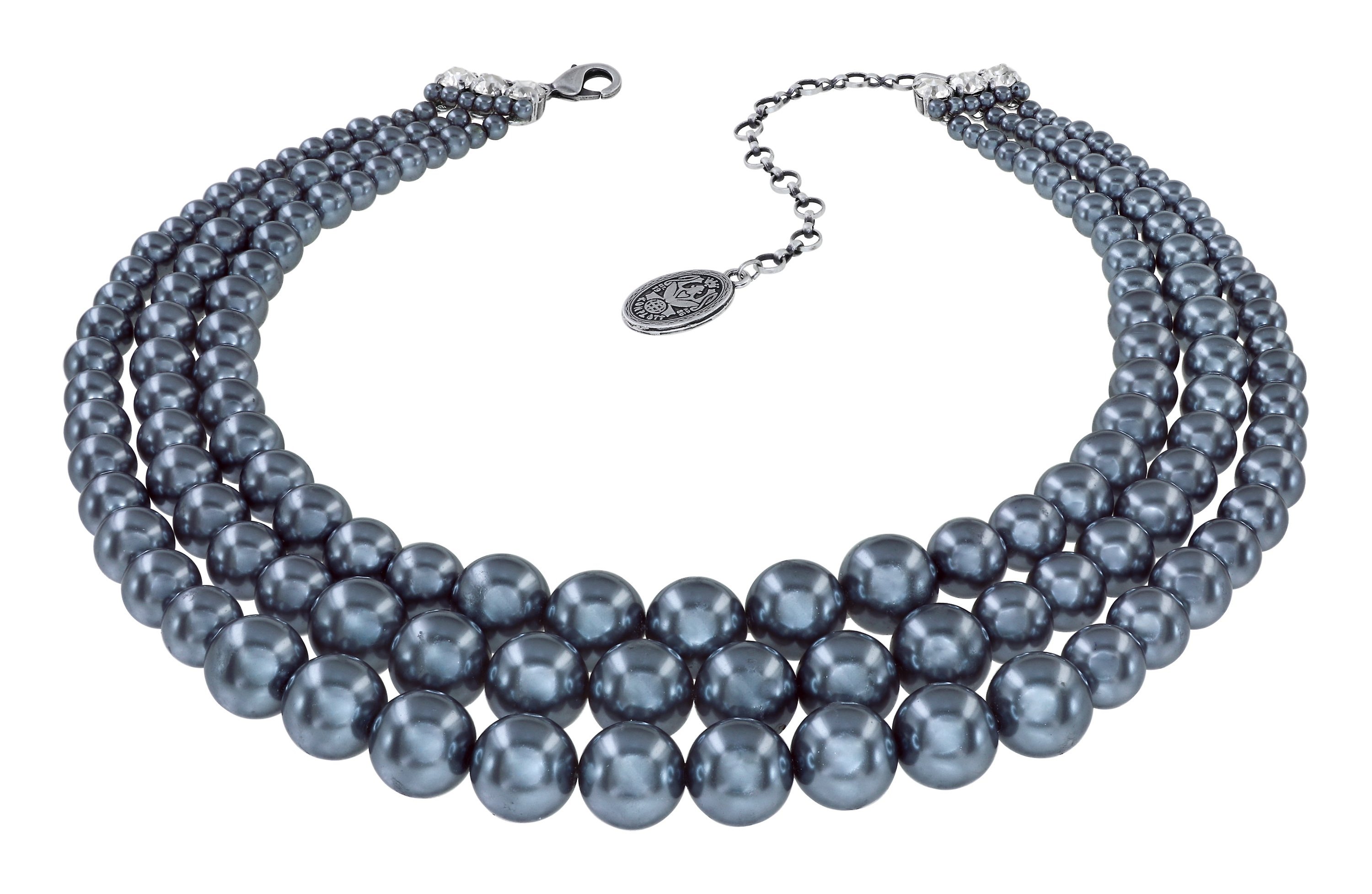 image pour Collier Spikes and Pearls Noir / Blanc  