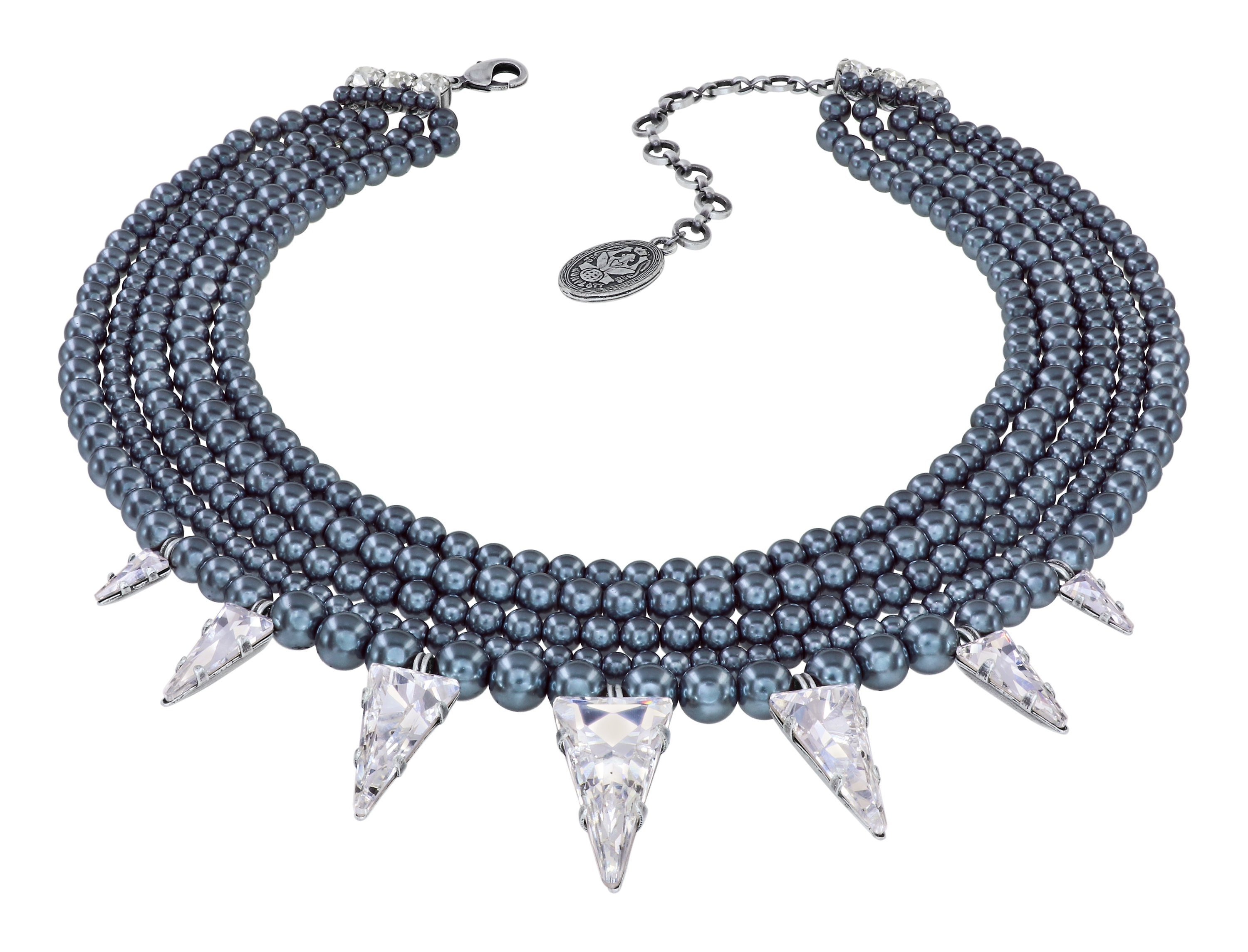 Bild für Halskette Spikes and Pearls Schwarz / Weiß  