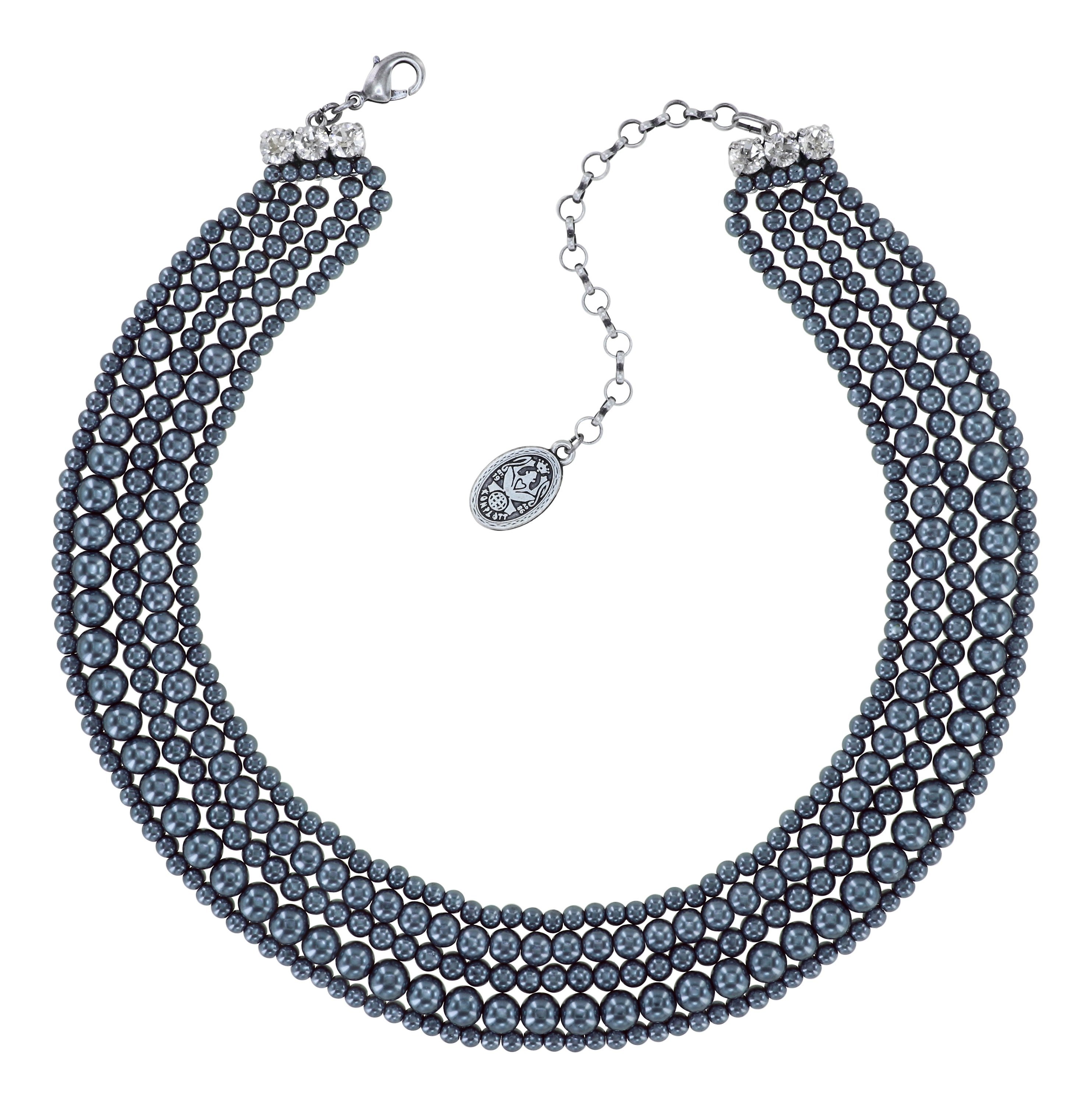 Kép Necklace Spikes and Pearls Black / White  