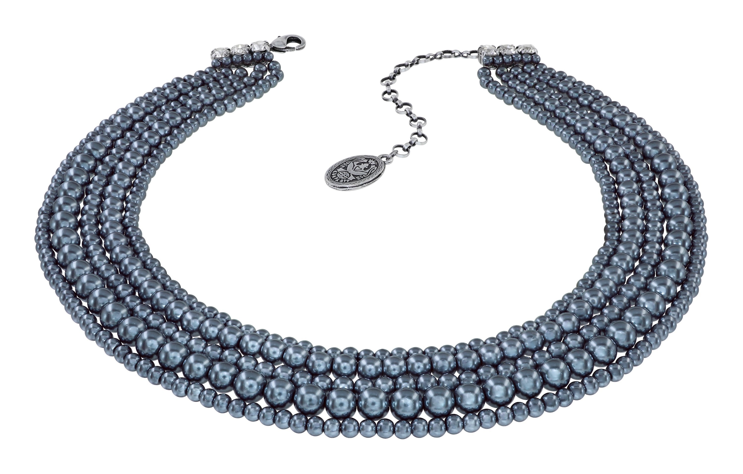 Kép Necklace Spikes and Pearls Black / White  