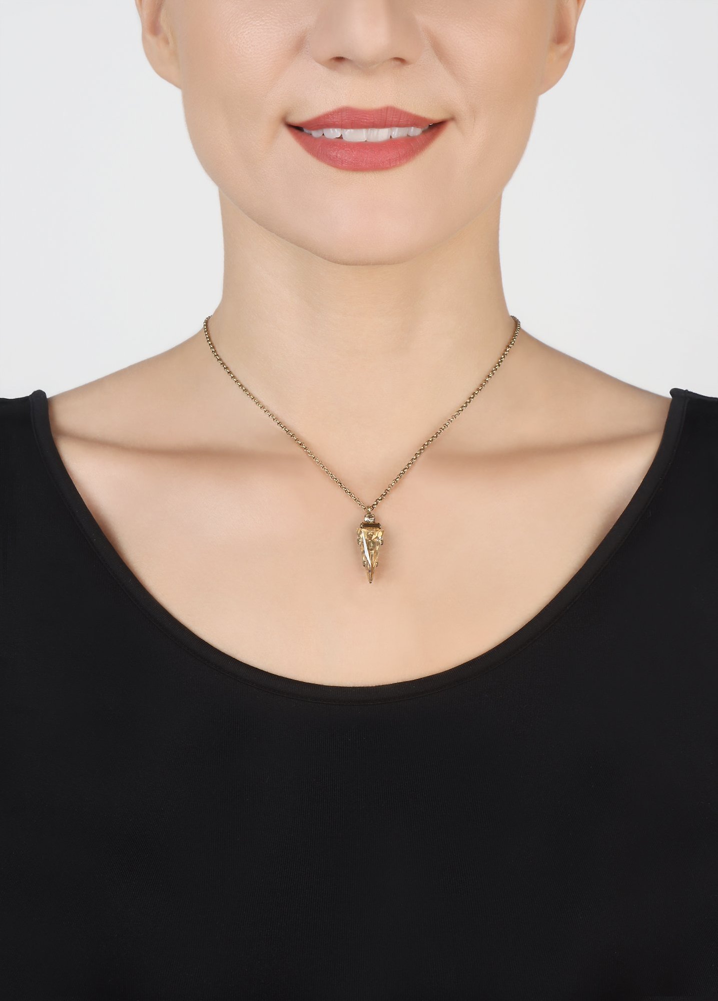 image for Necklace pendant Spikes and Pearls Beige / White  size M