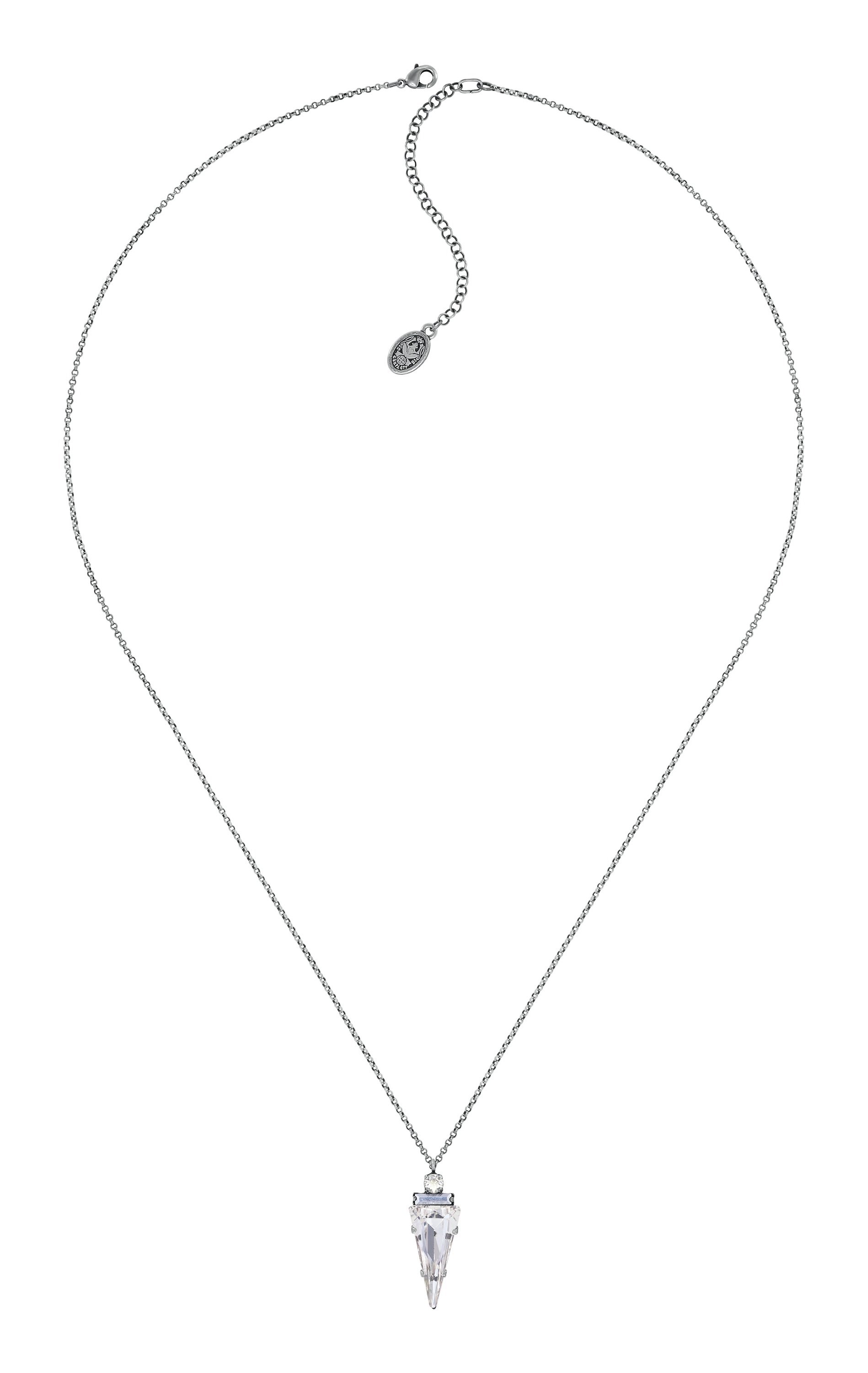 image for Necklace Pendant (Long) Spikes and Pearls Black / White  size L