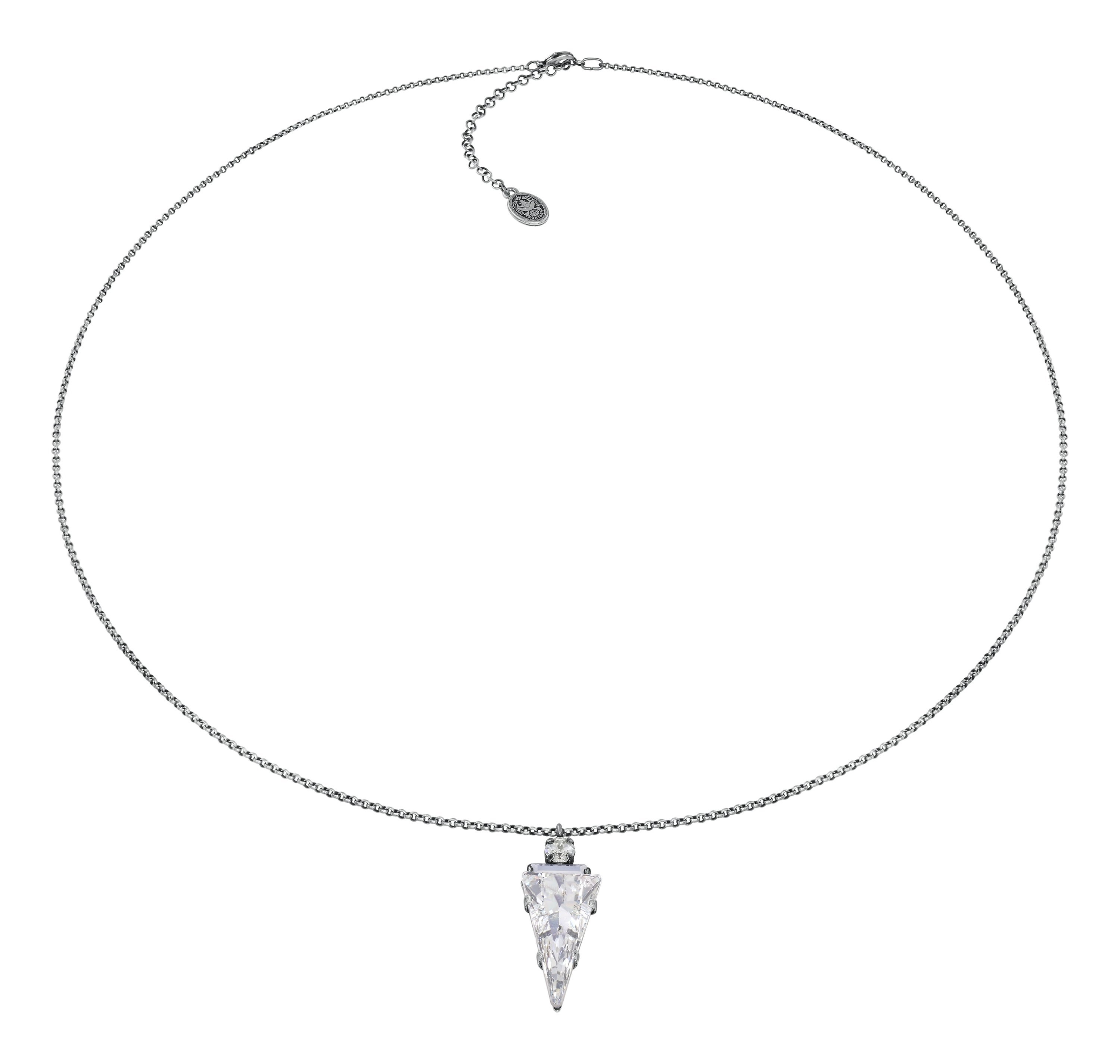 image for Necklace Pendant (Long) Spikes and Pearls Black / White  size L