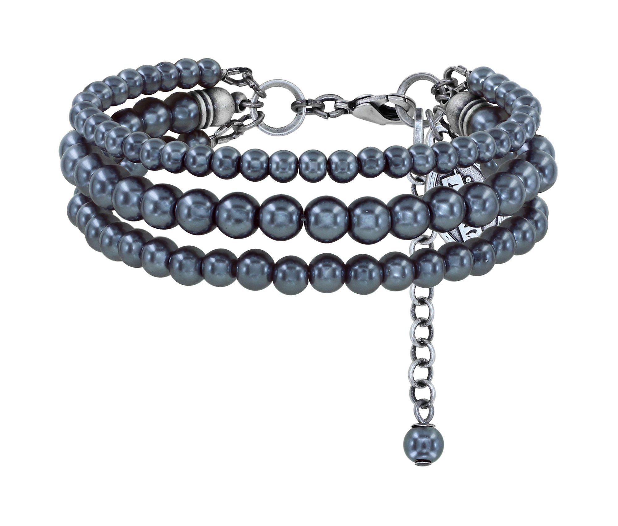 image pour Bracelet Spikes and Pearls Noir / Blanc  