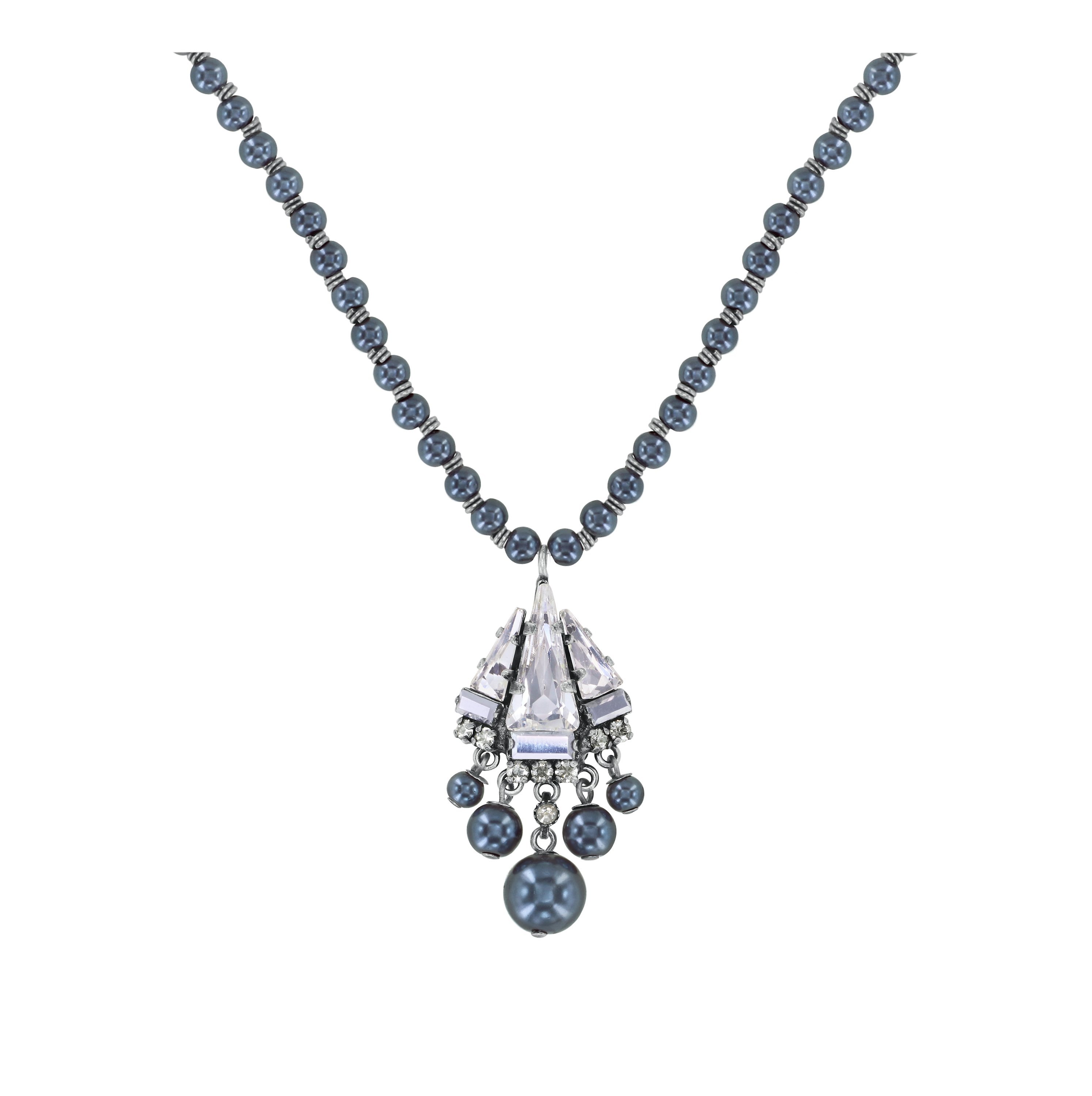 image pour Collier Spikes and Pearls Noir / Blanc  size S