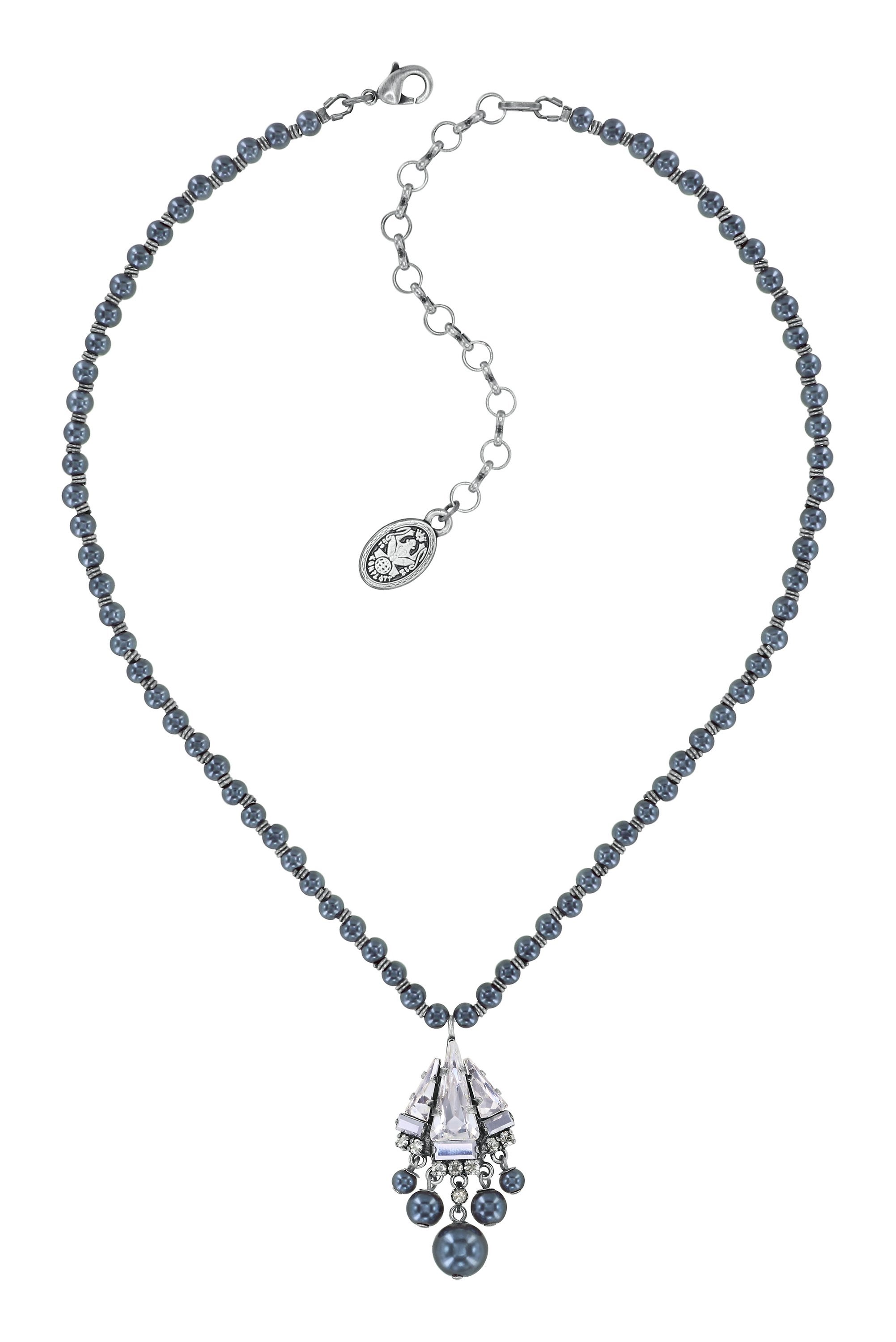 image for Necklace Spikes and Pearls Black / White  size S