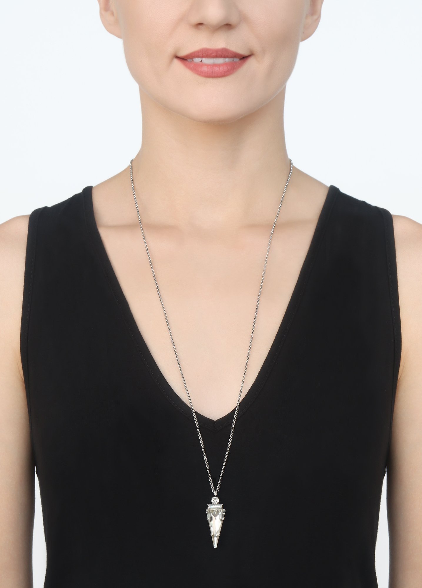 image for Necklace Pendant (Long) Spikes and Pearls Black / White  size L