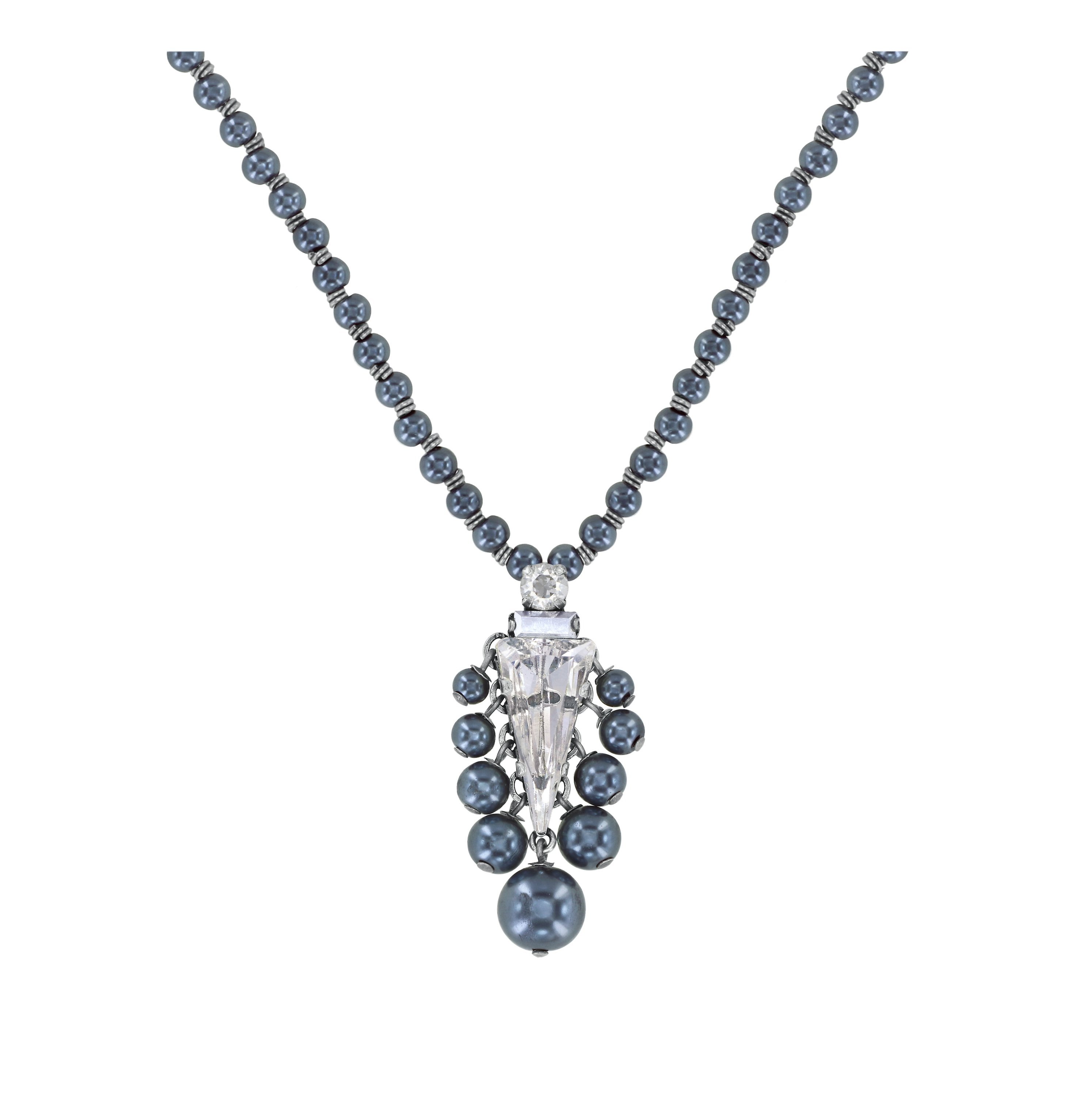 image pour Collier Spikes and Pearls Noir / Blanc  size M