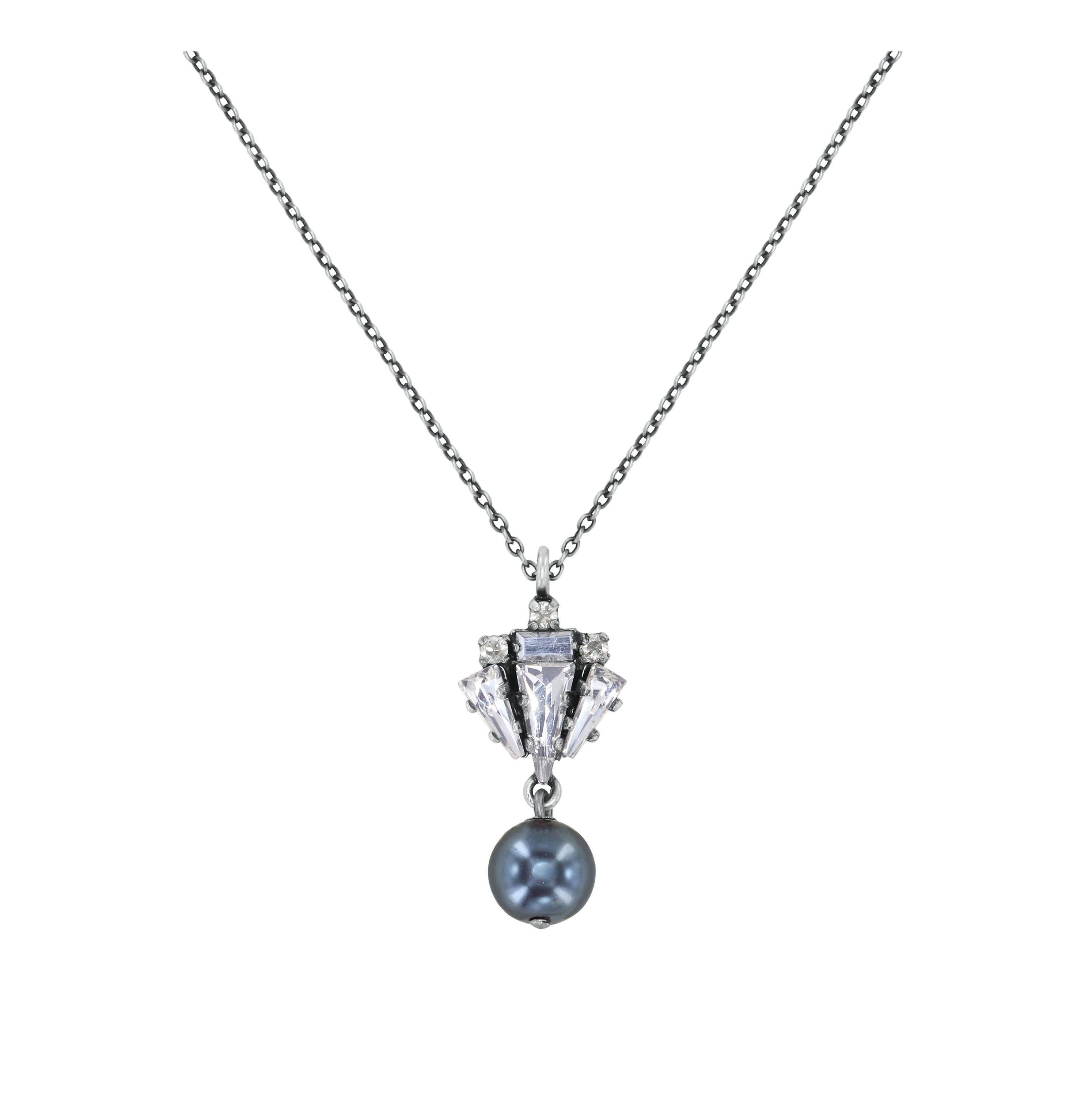 image pour Collier pendant Spikes and Pearls Noir / Blanc  size XS