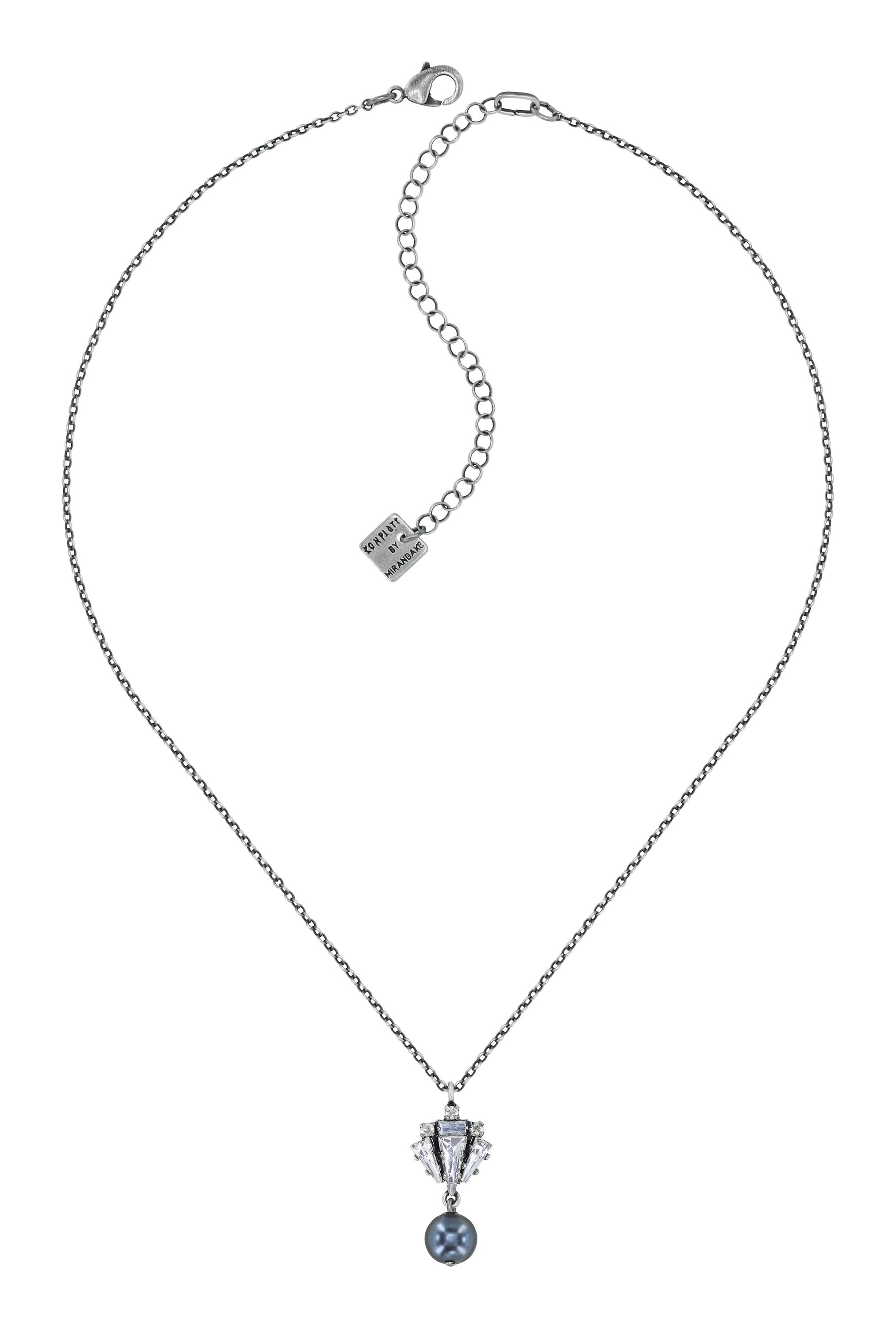 image for Necklace pendant Spikes and Pearls Black / White  size XS