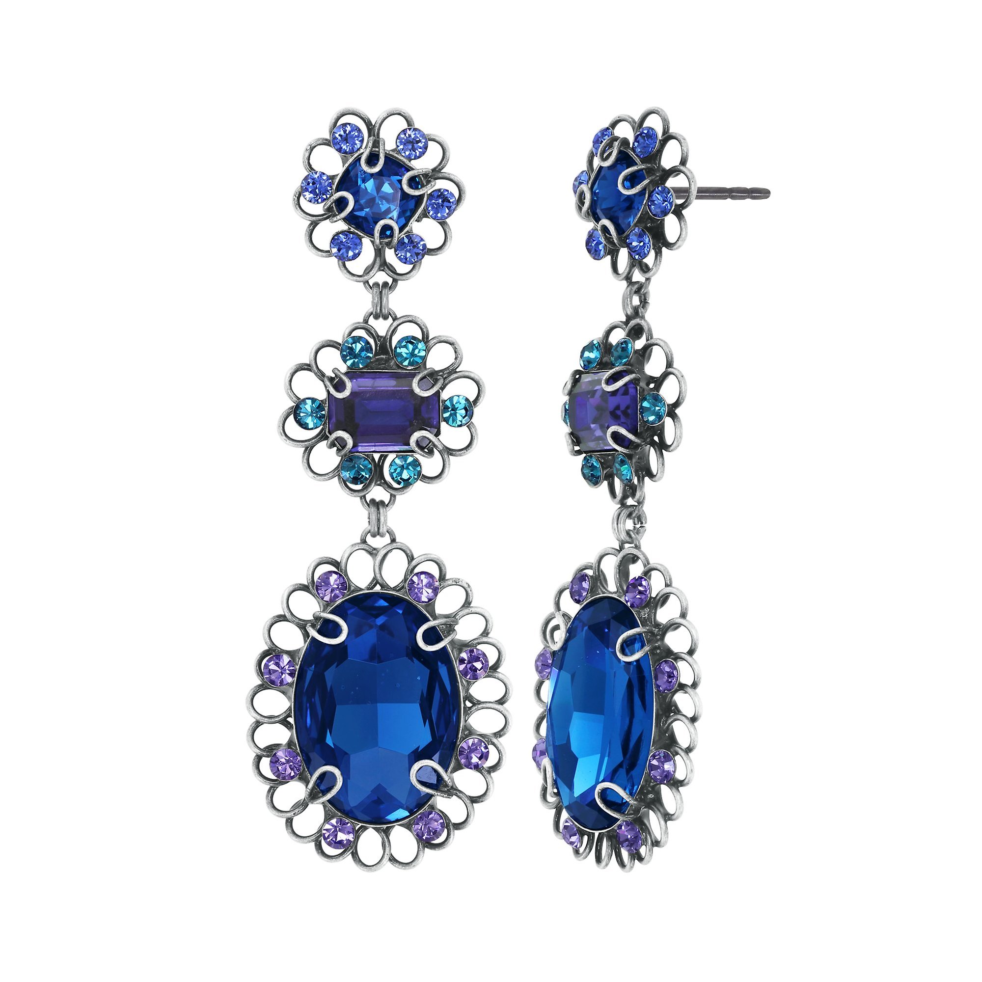 image for Earring Stud Dangling Gem Rocks Blue / Green  size XL