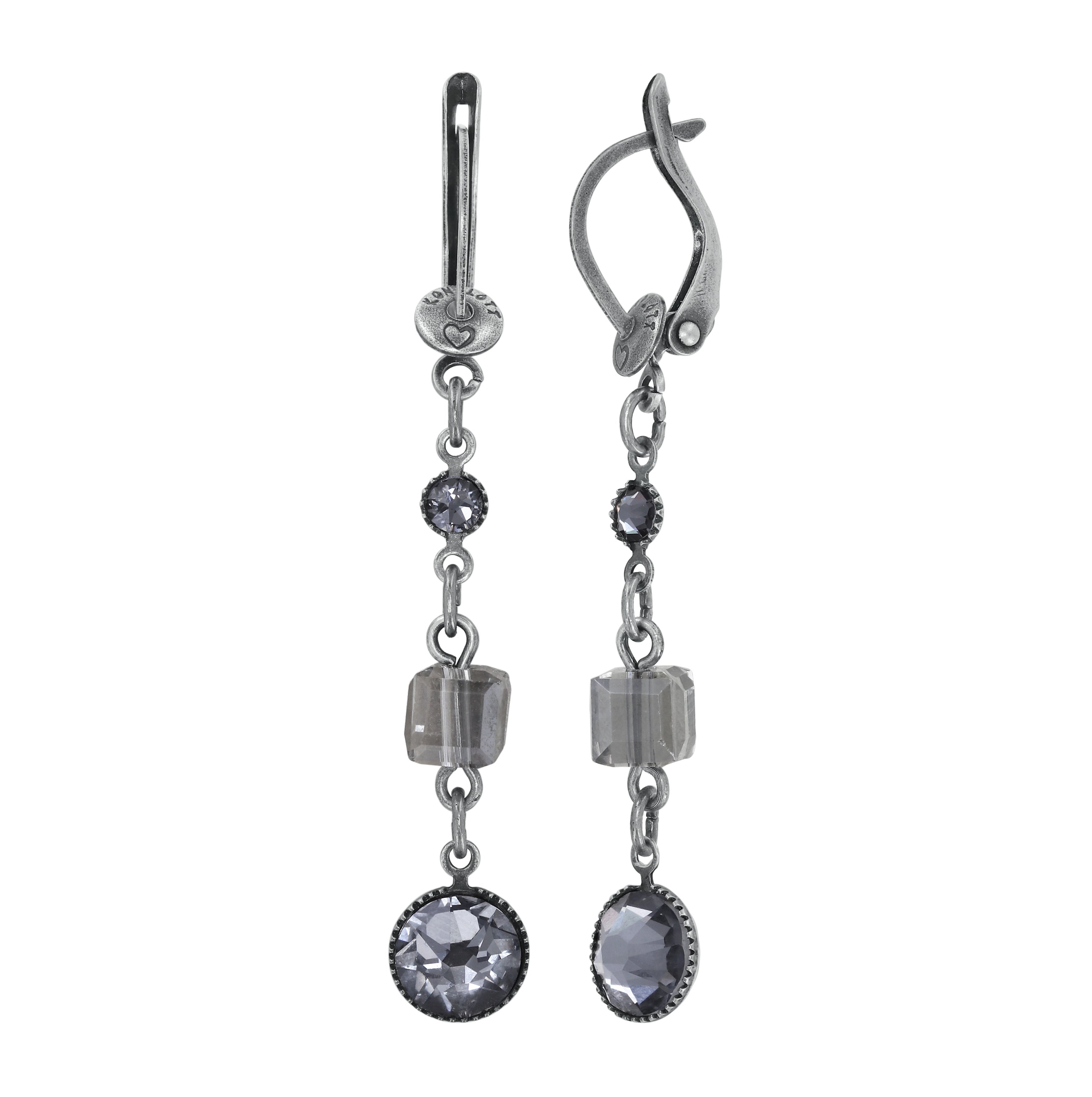 image for Earring Dangling Cubes Grey  