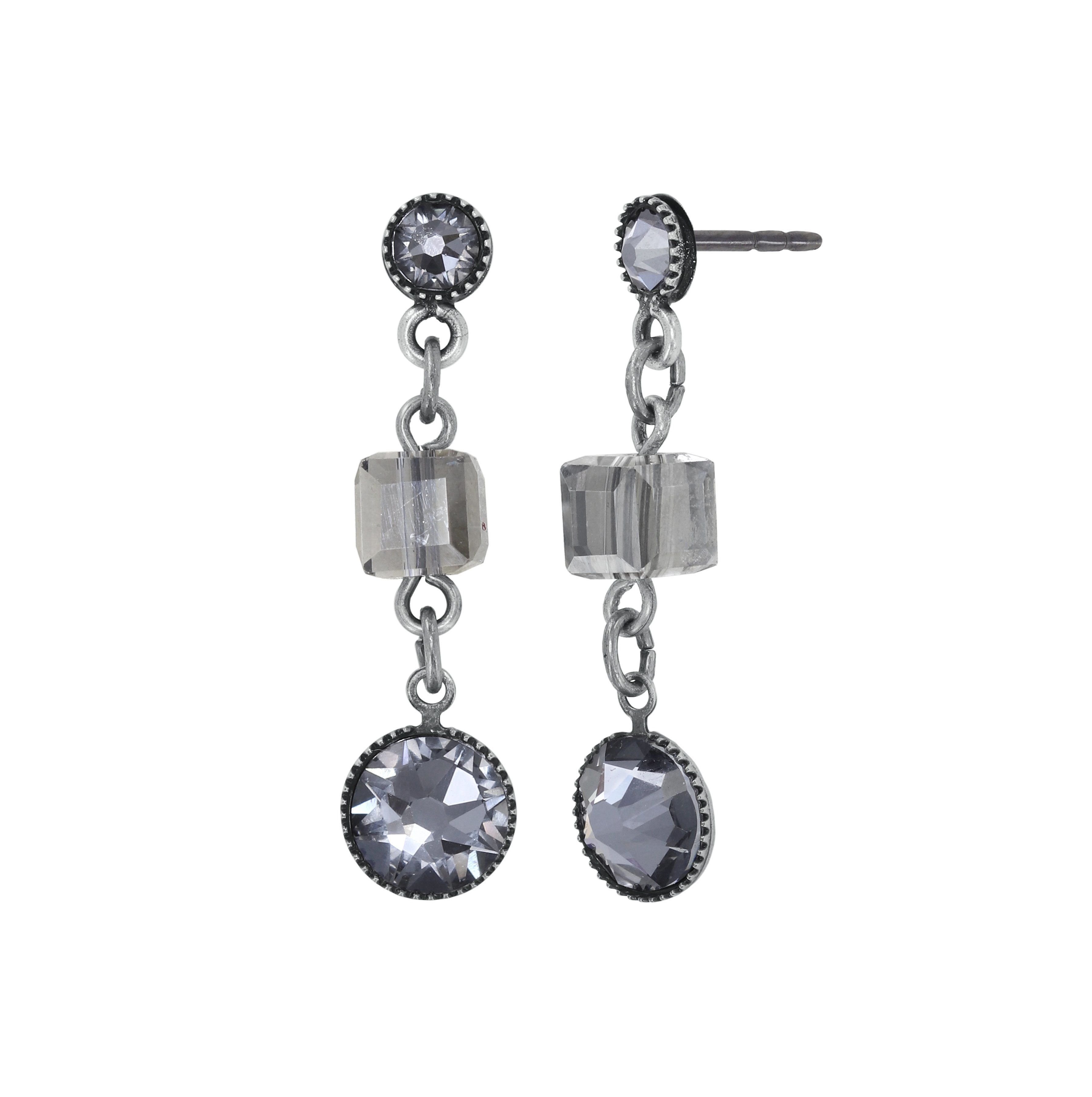 image pour Clou d'oreille pendant Cubes Gris  