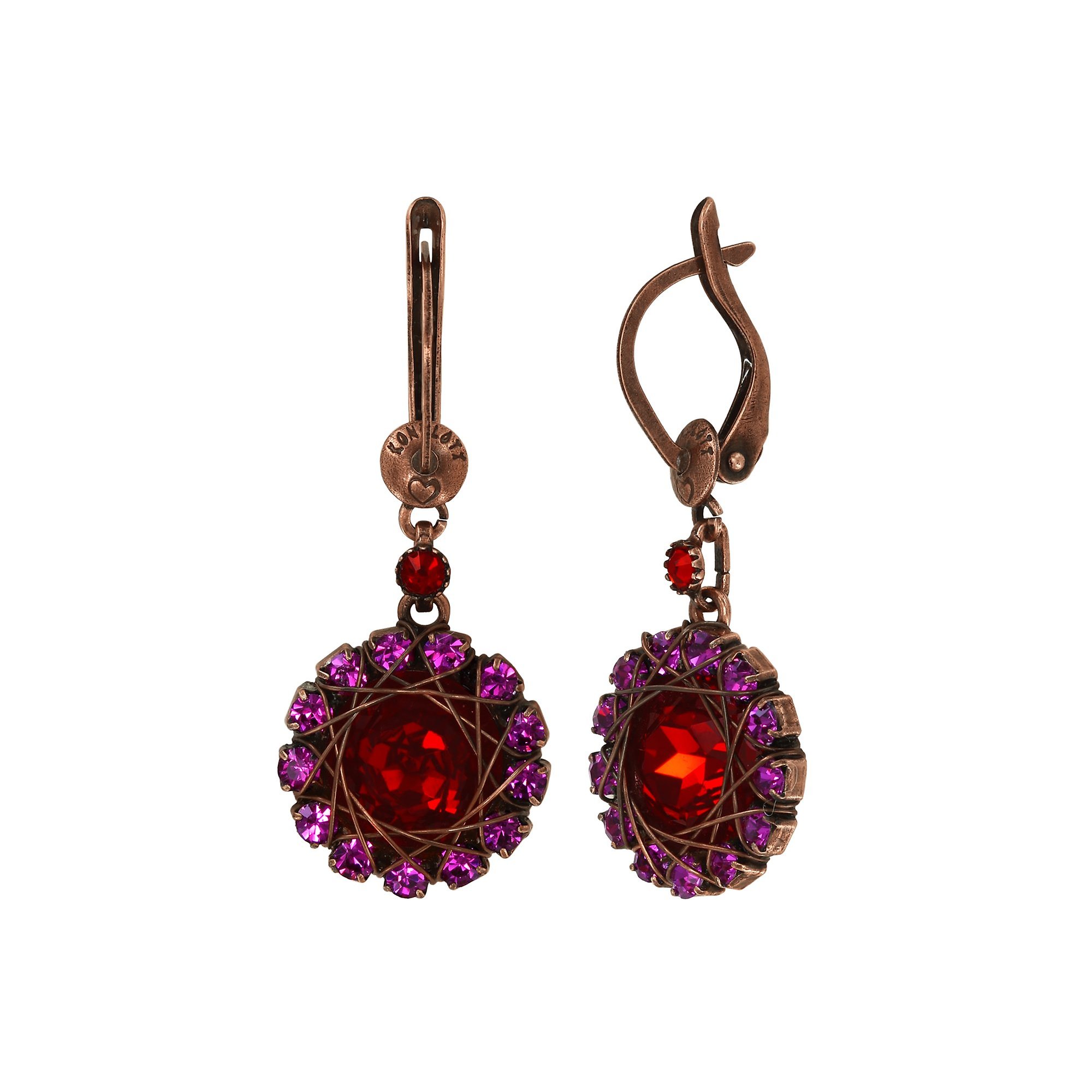 image for Earring Dangling Gem Royale Red / Dark Rose  size S