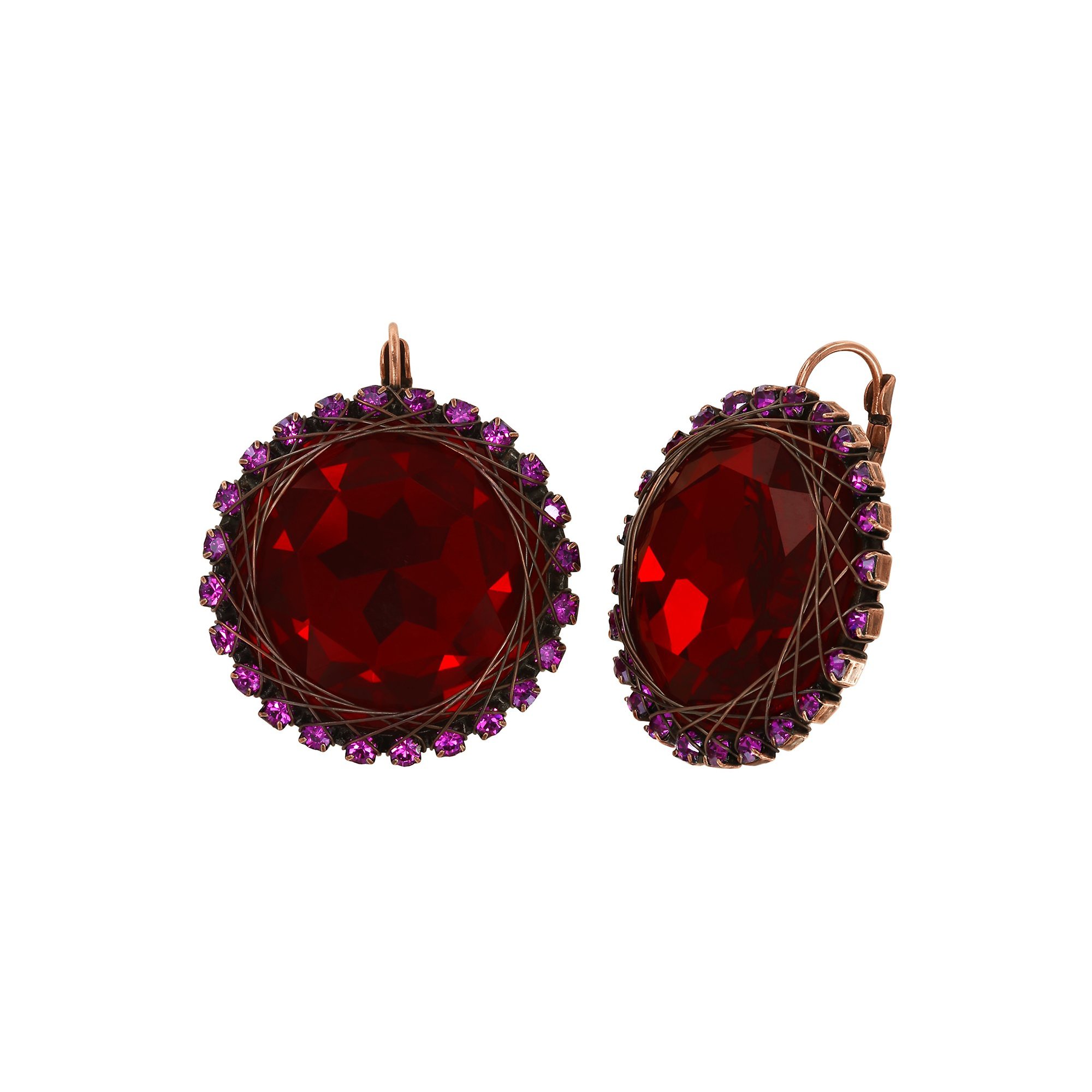 image for Earring Eurowire Gem Royale Red / Dark Rose  size L